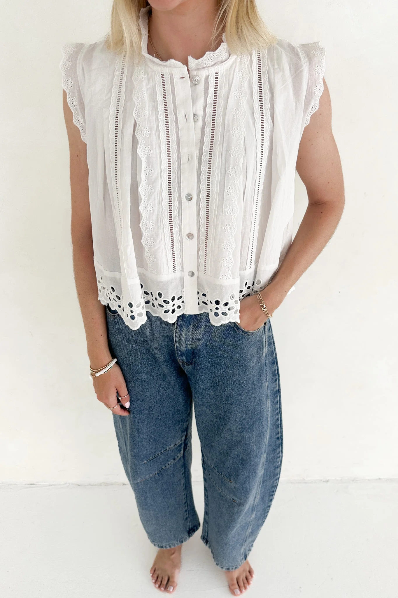 Agatha Eyelet Cotton Blouse