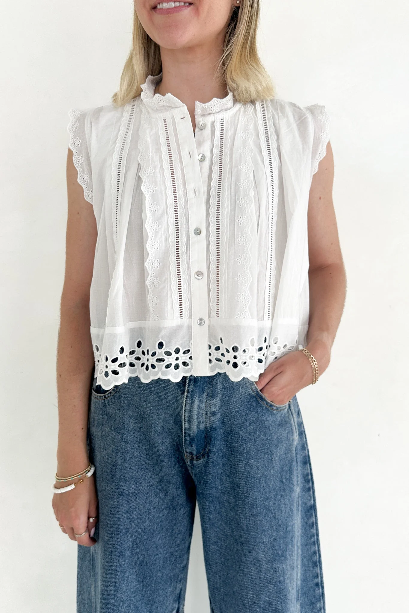 Agatha Eyelet Cotton Blouse - Image 3