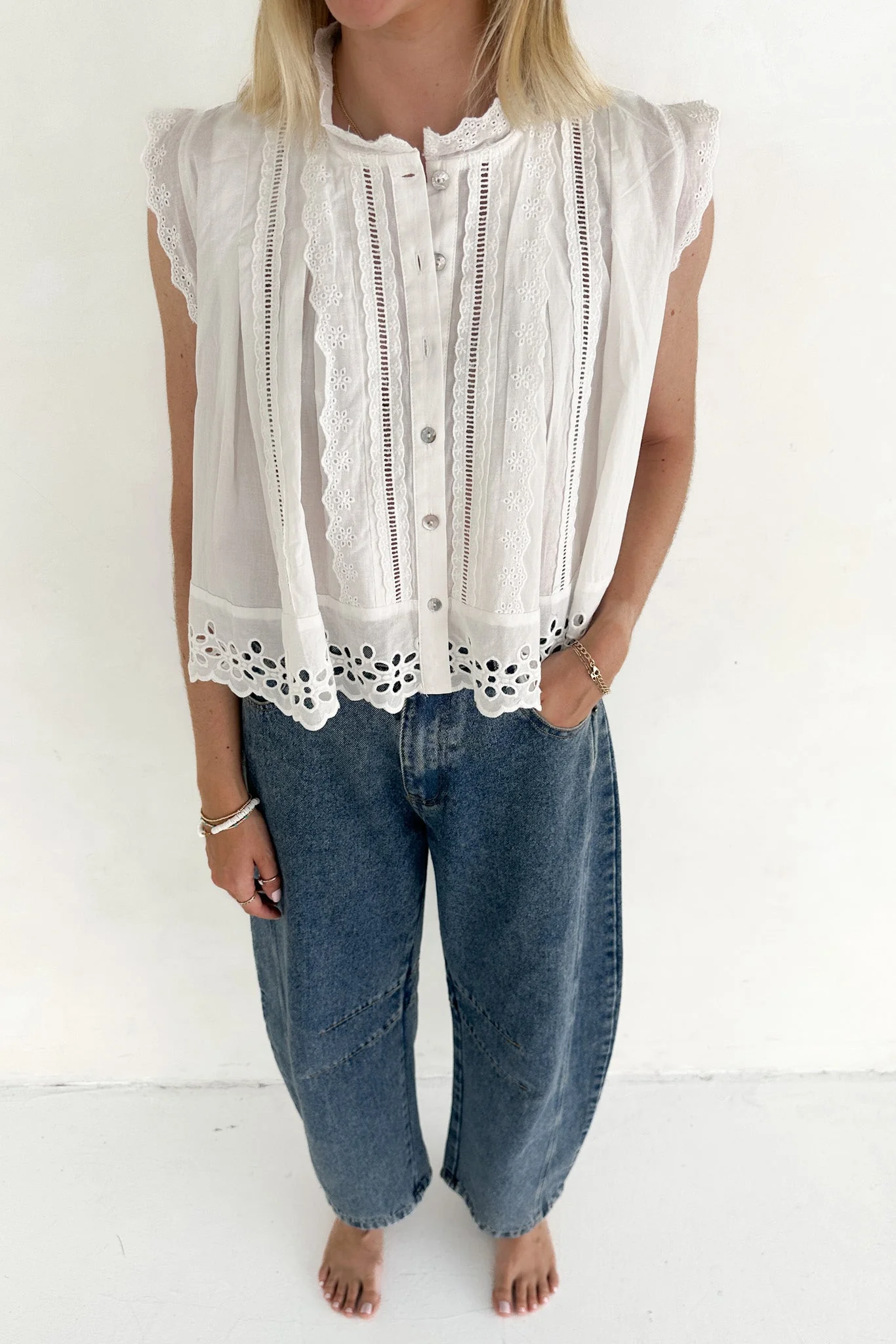 Agatha Eyelet Cotton Blouse - Image 6