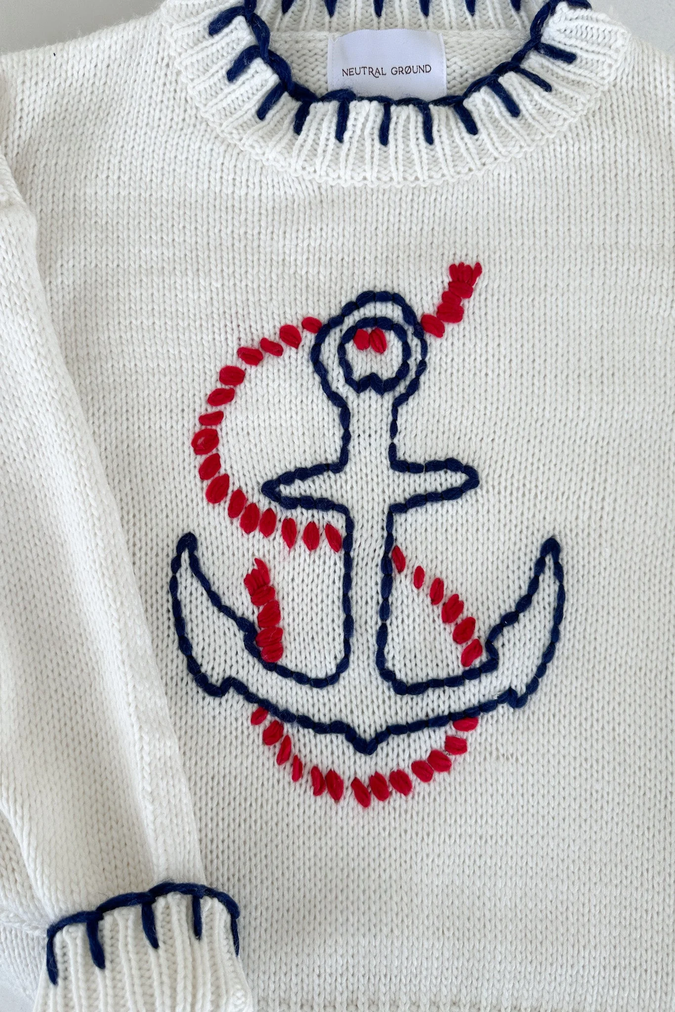 Anchors Away Lightweight Stitched Sweater - Image 5