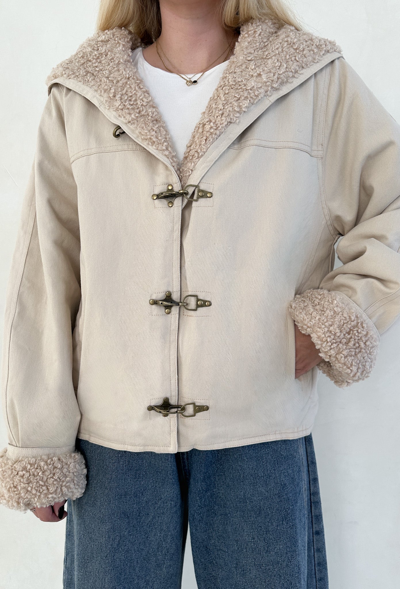 Aspen Canvas Sherpa-Lined Hooded Toggle Jacket