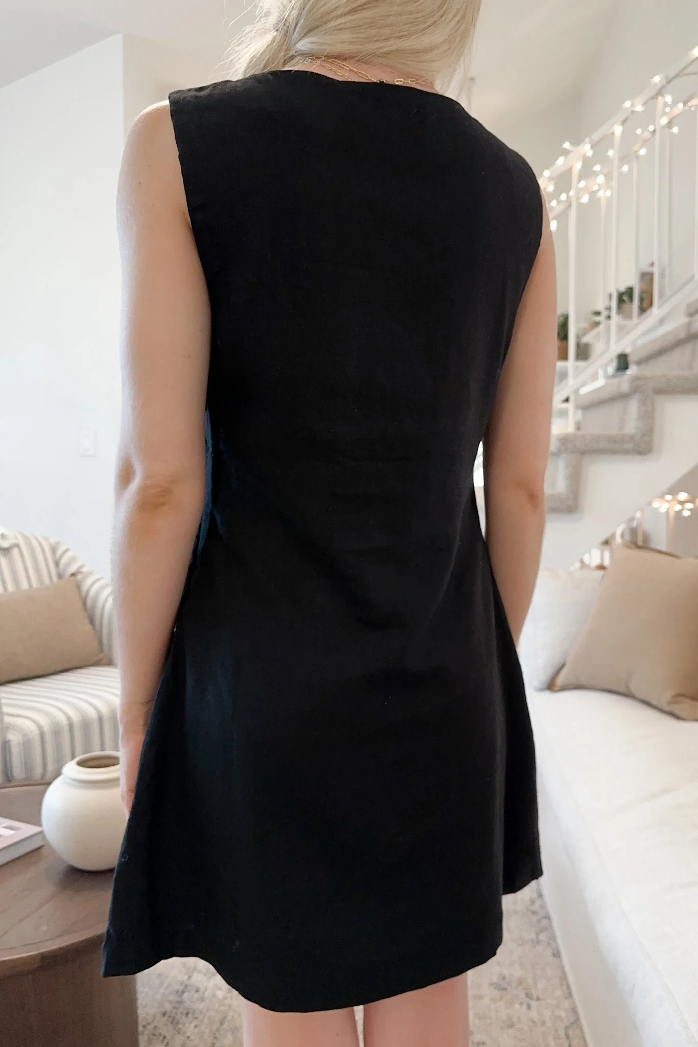 Audrey Square Neck Linen Dress - Image 3