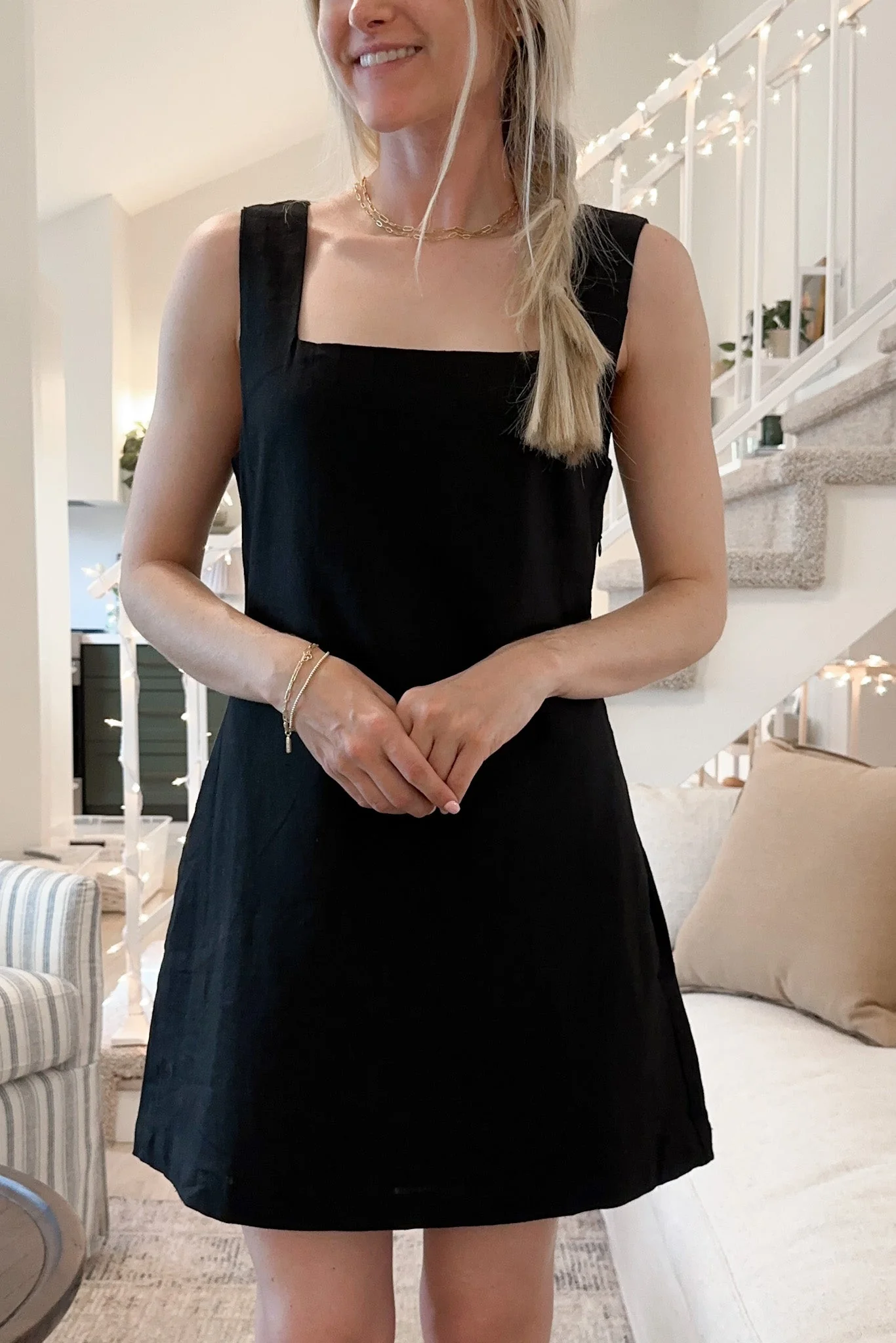 Audrey Square Neck Linen Dress - Image 6