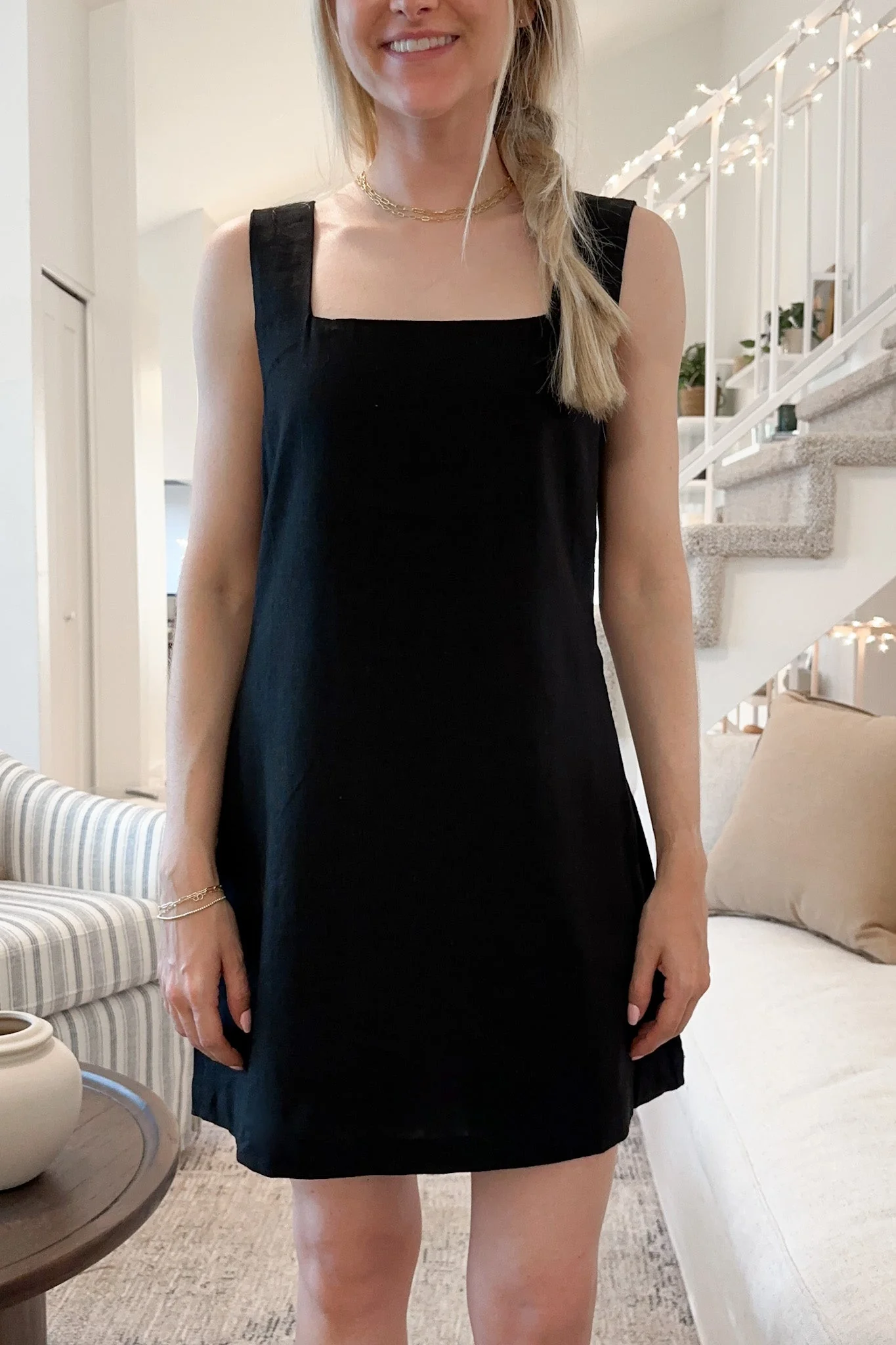 Audrey Square Neck Linen Dress - Image 7