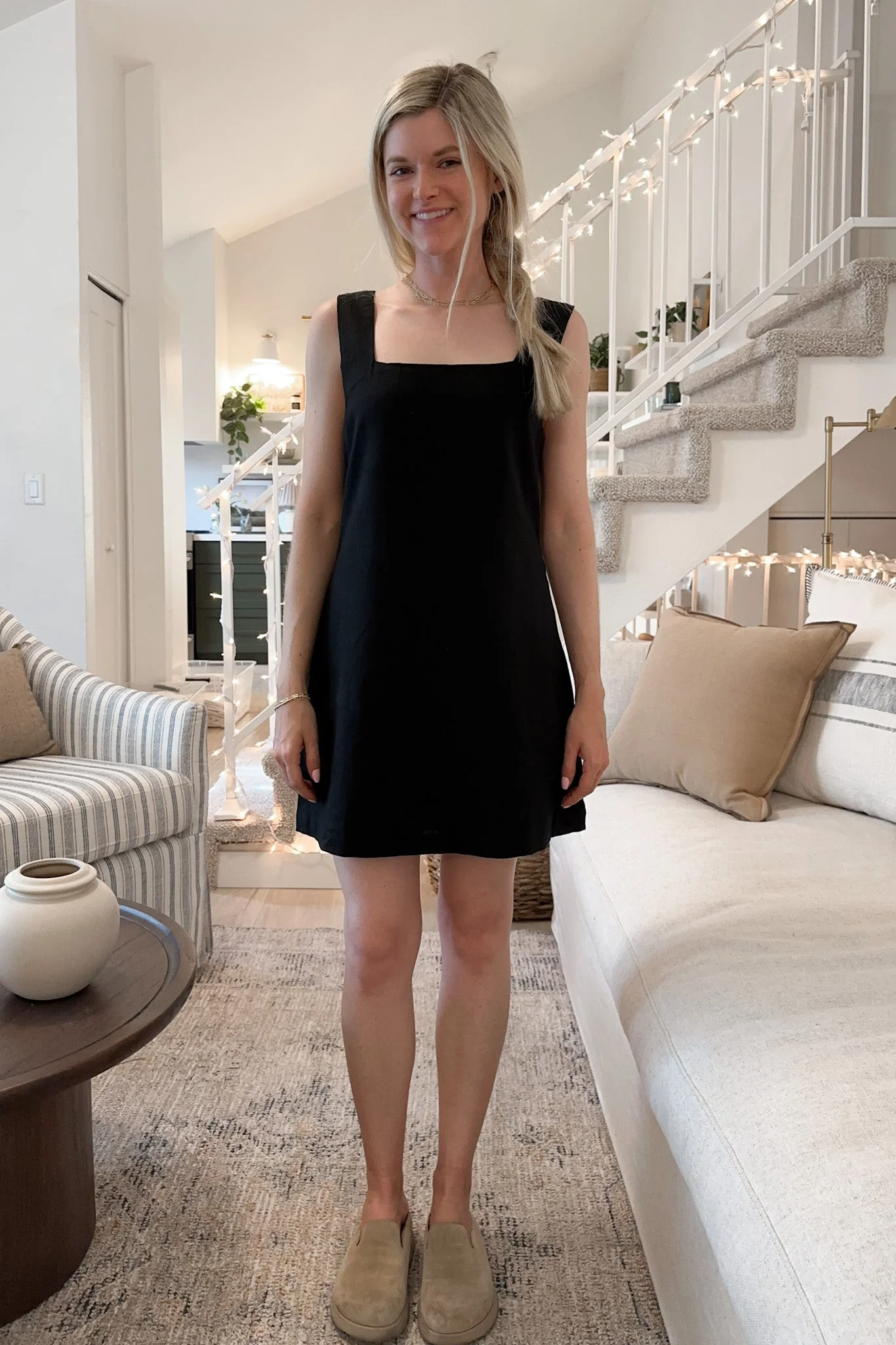 Audrey Square Neck Linen Dress - Image 8