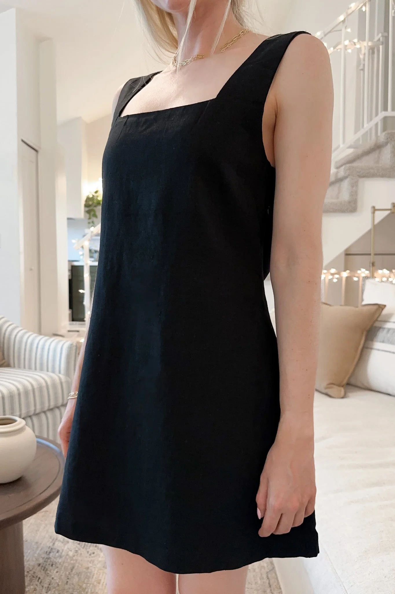Audrey Square Neck Linen Dress - Image 9