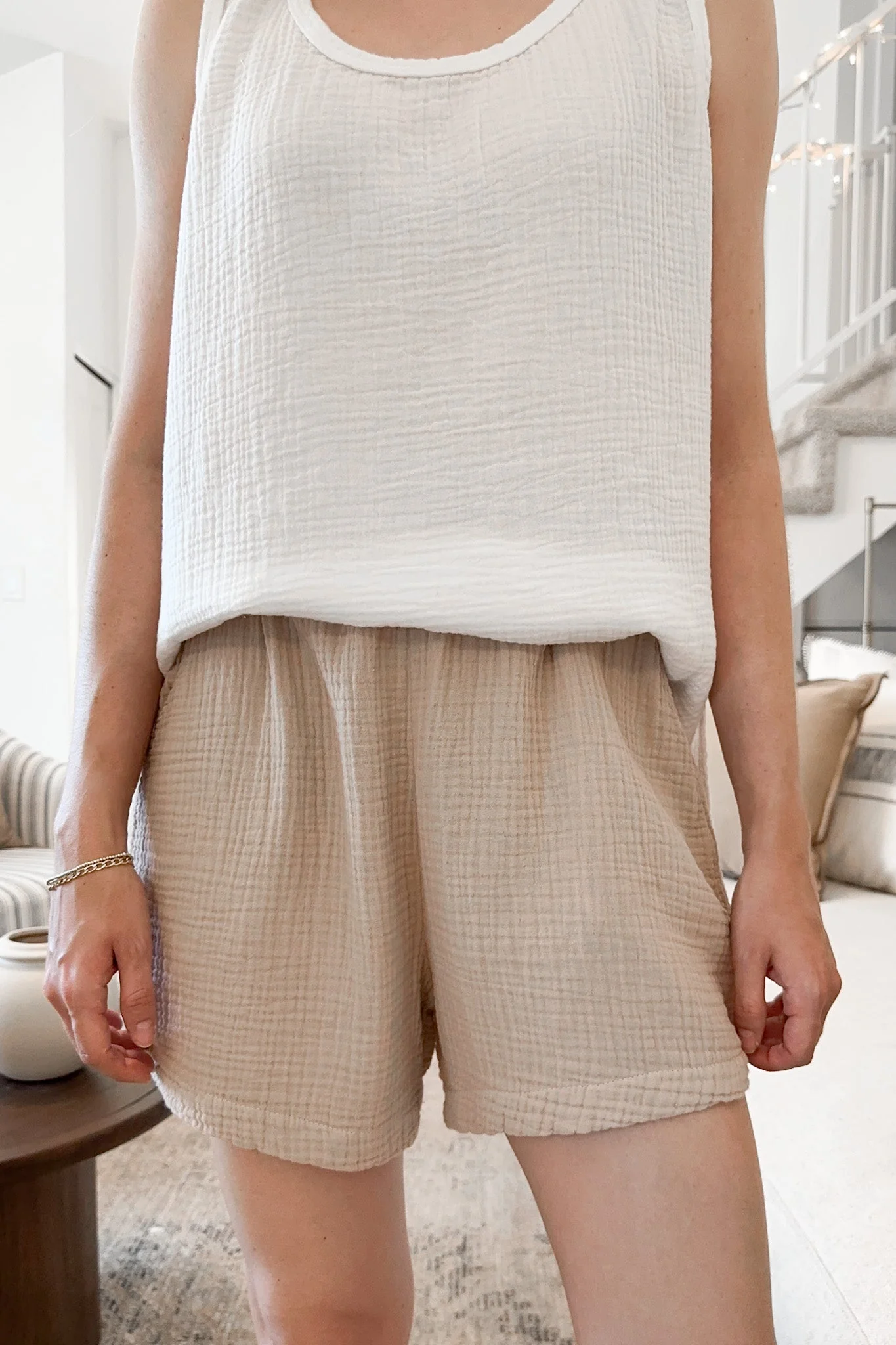 August Cotton Shorts in Sand