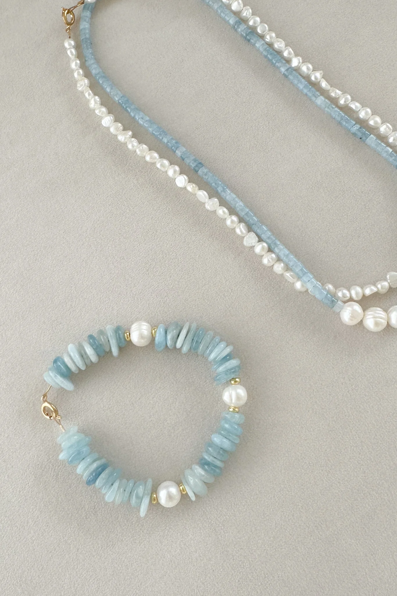 Bali Pearl & Aquamarine Beaded Bracelet - Image 8