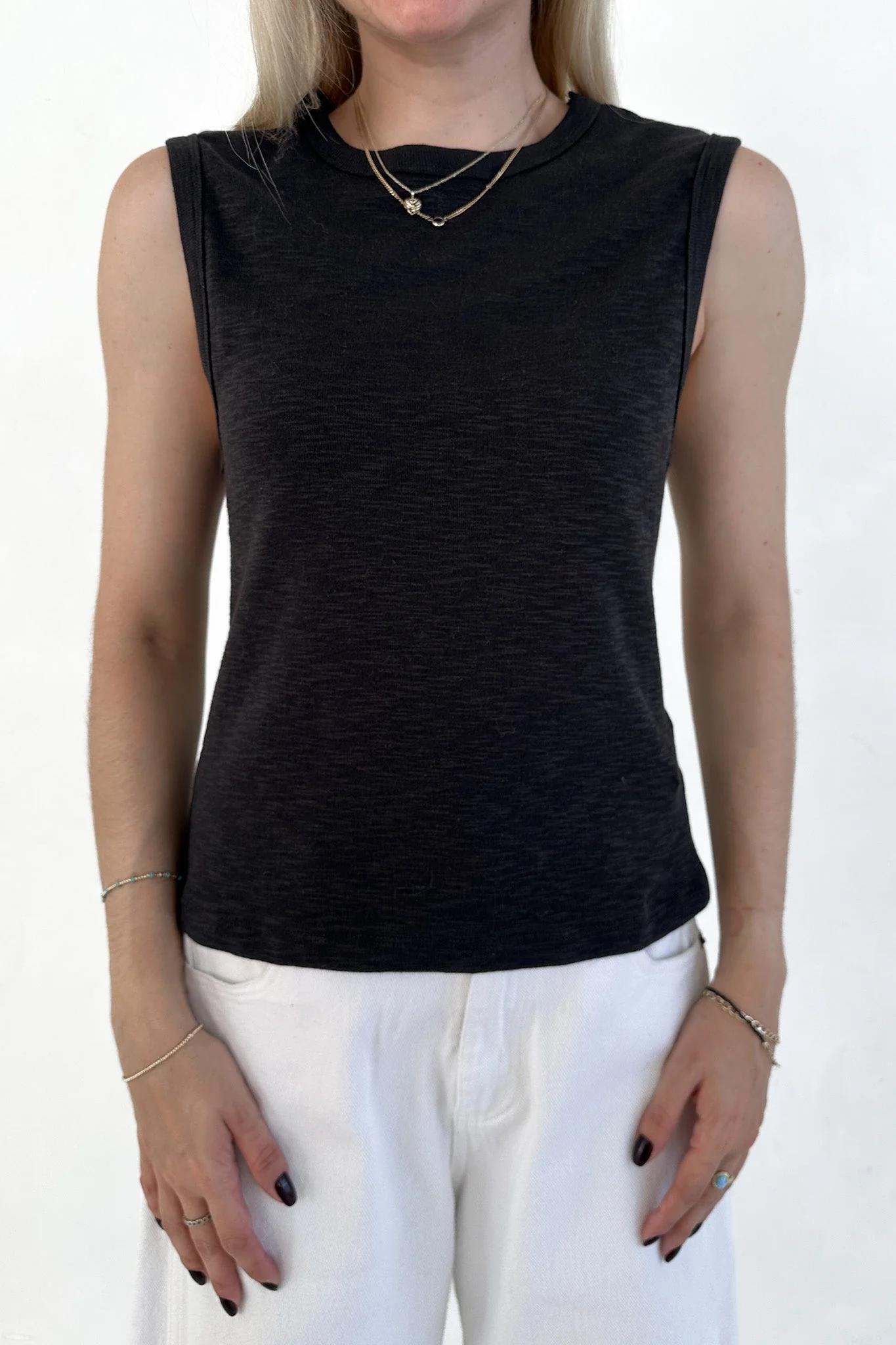 Baylor Cotton Tank Top in Black