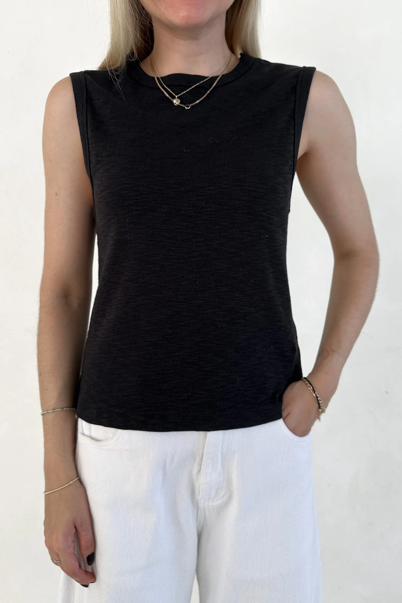 Baylor Cotton Tank Top in Black - Image 2