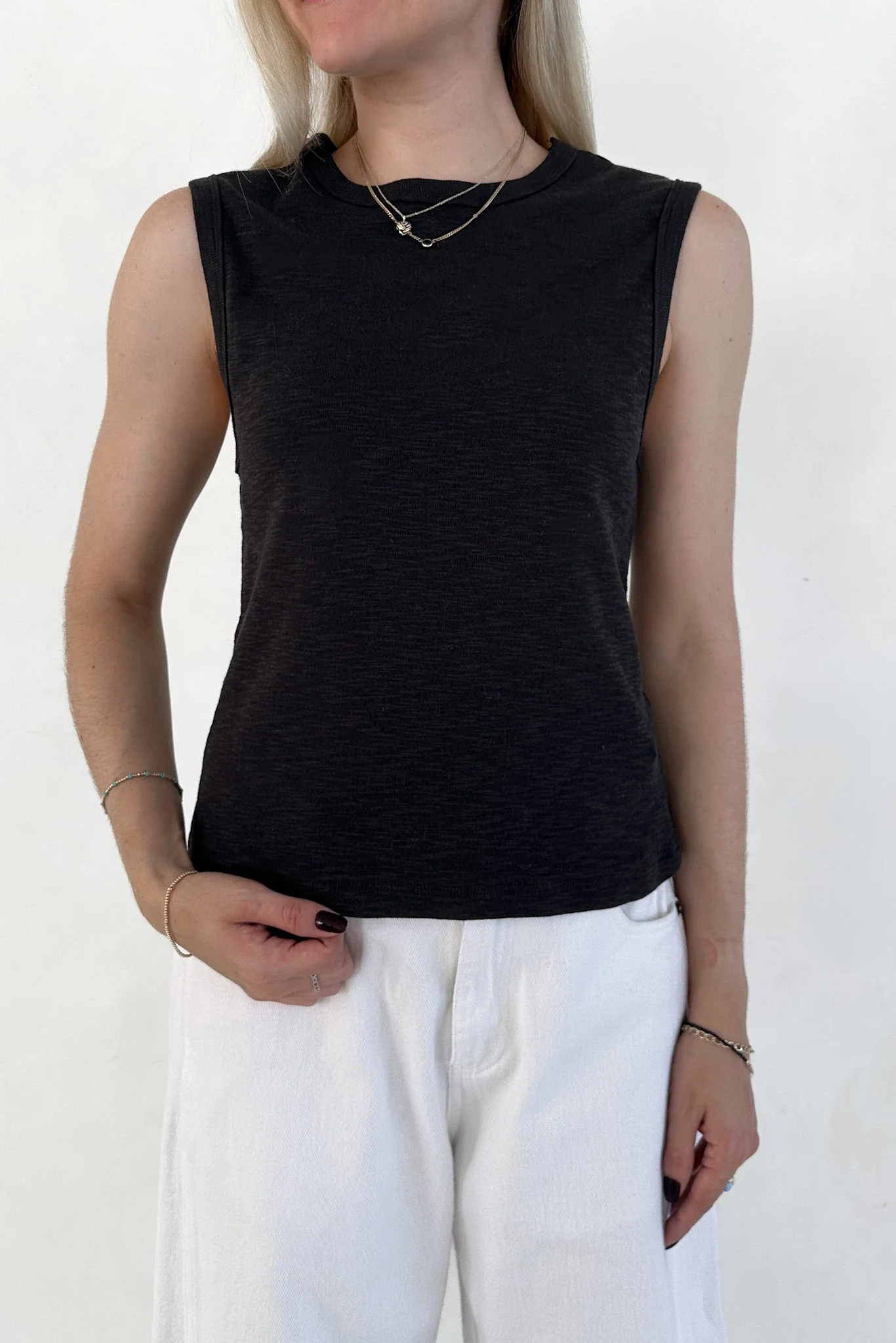 Baylor Cotton Tank Top in Black - Image 3