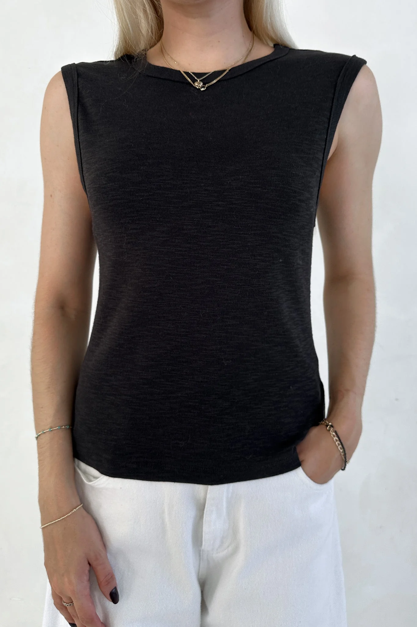Baylor Cotton Tank Top in Black - Image 5