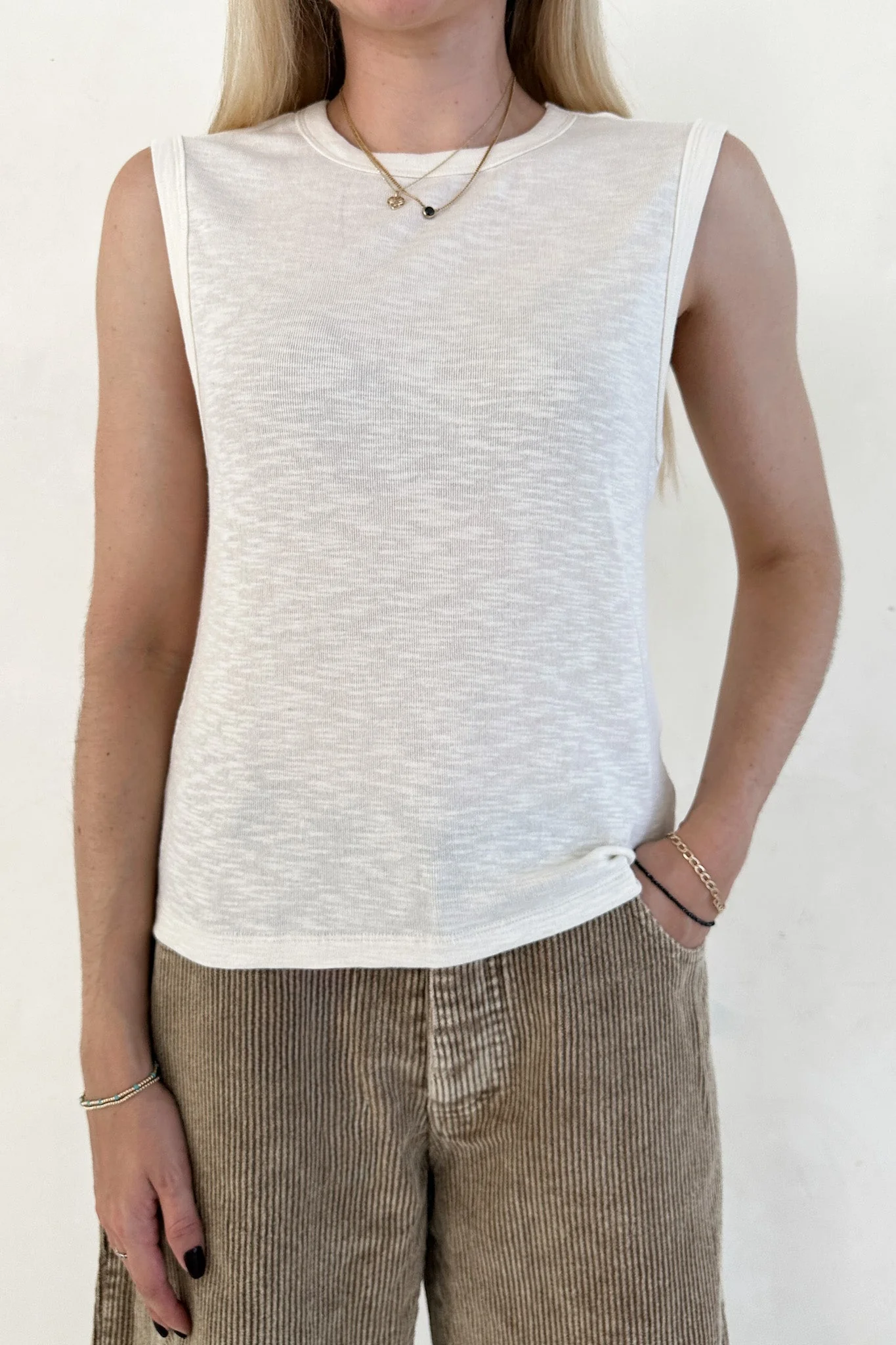 Baylor Cotton Tank Top in Off White - Image 2