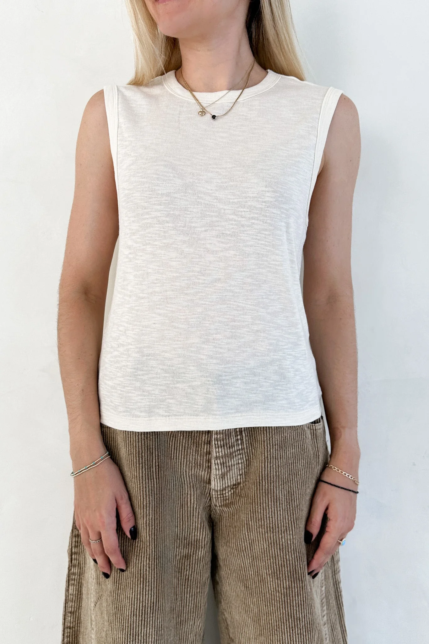 Baylor Cotton Tank Top in Off White - Image 4