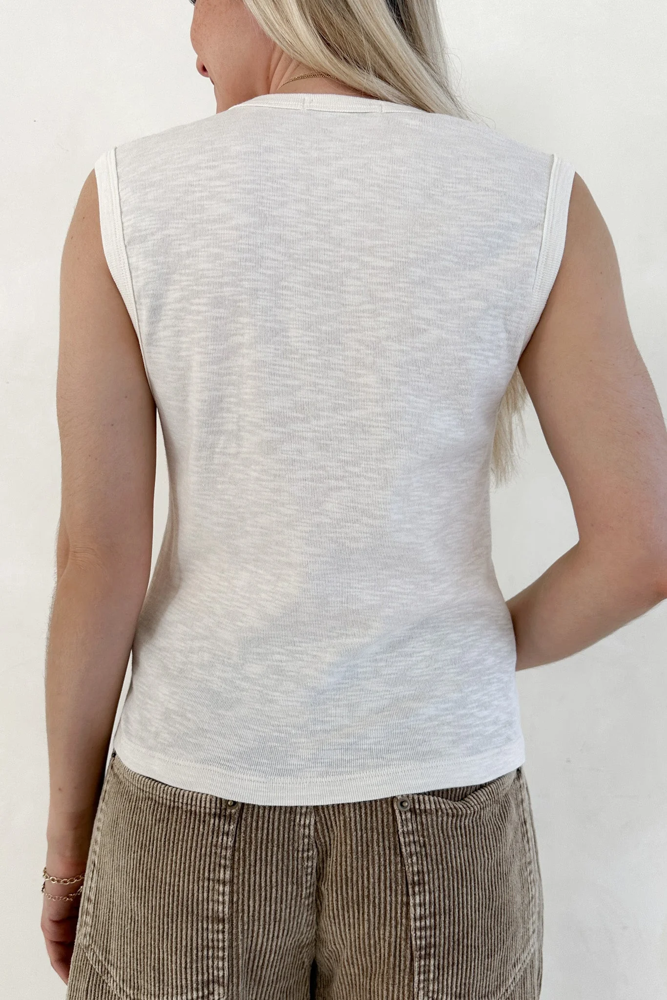 Baylor Cotton Tank Top in Off White - Image 6
