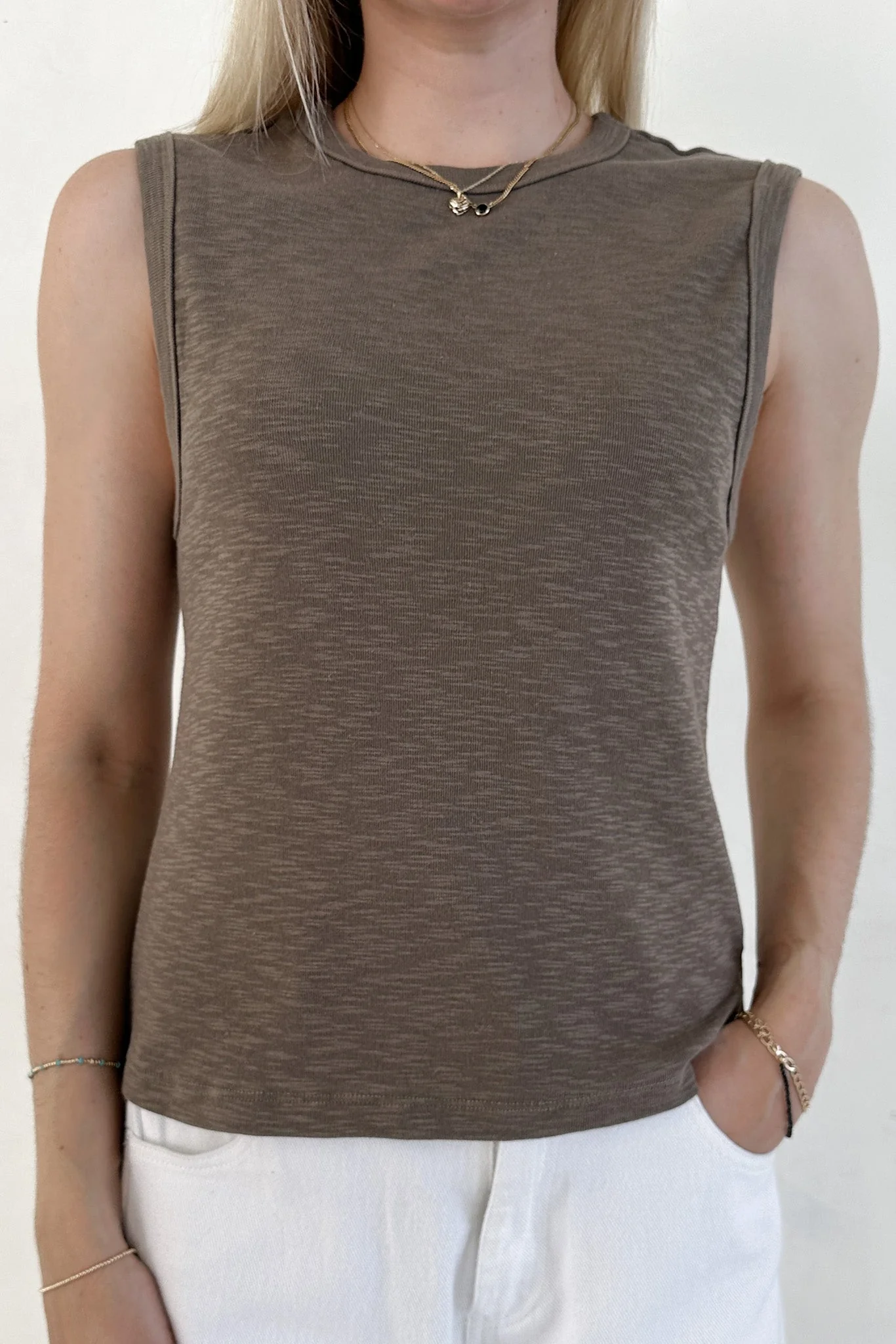 Baylor Cotton Tank Top in Olive