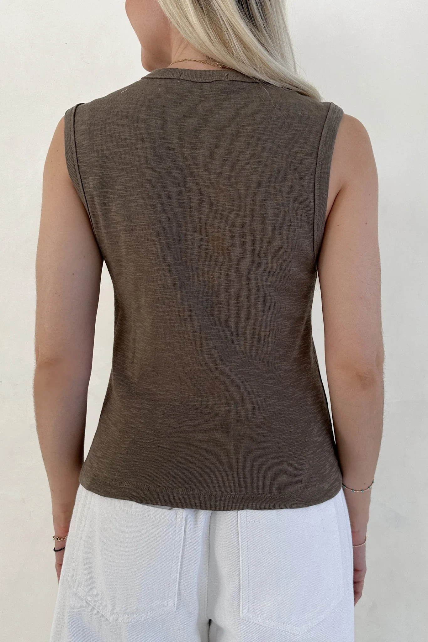 Baylor Cotton Tank Top in Olive - Image 4