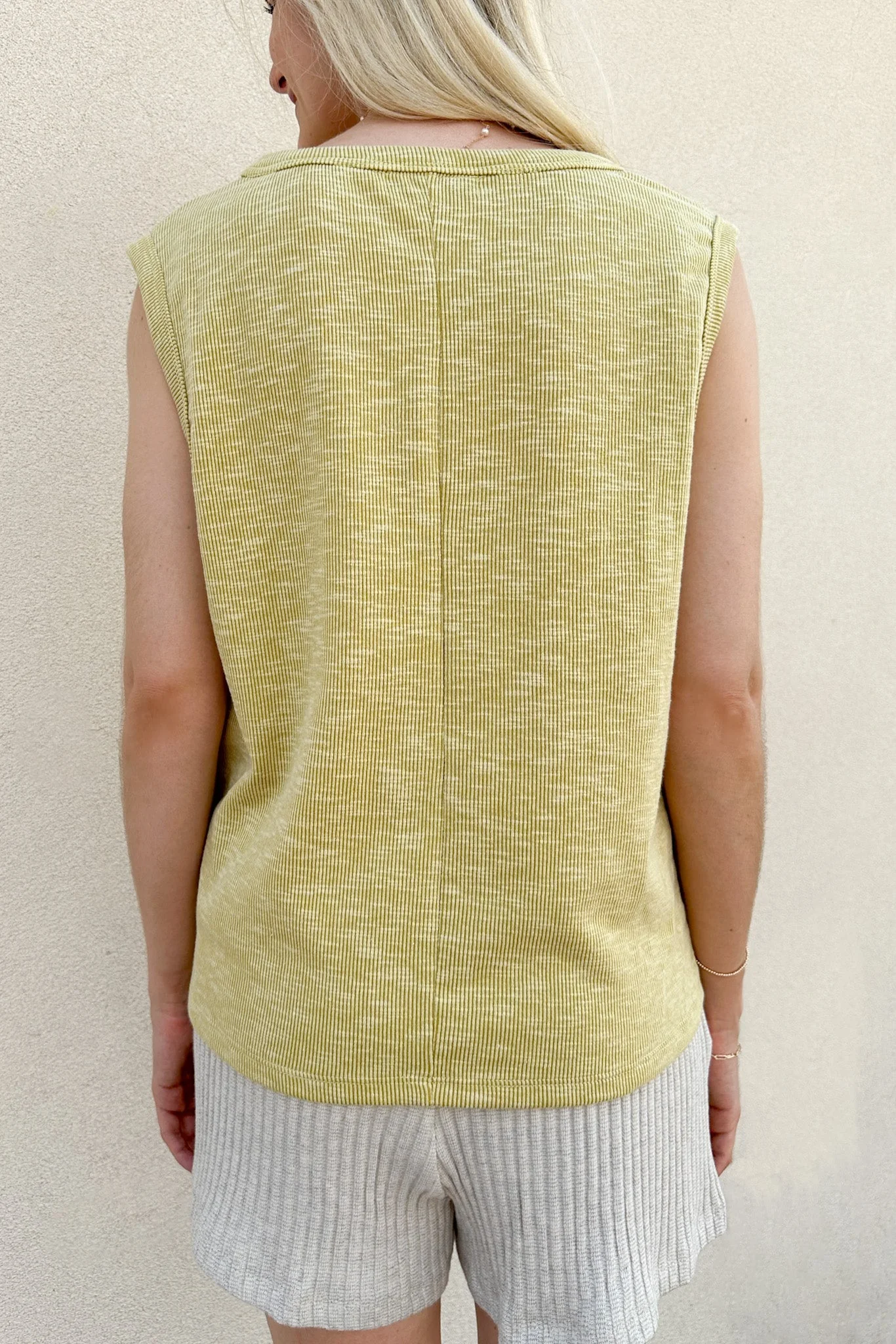 Baylor Ribbed Sleeveless Top in Lime - Image 6