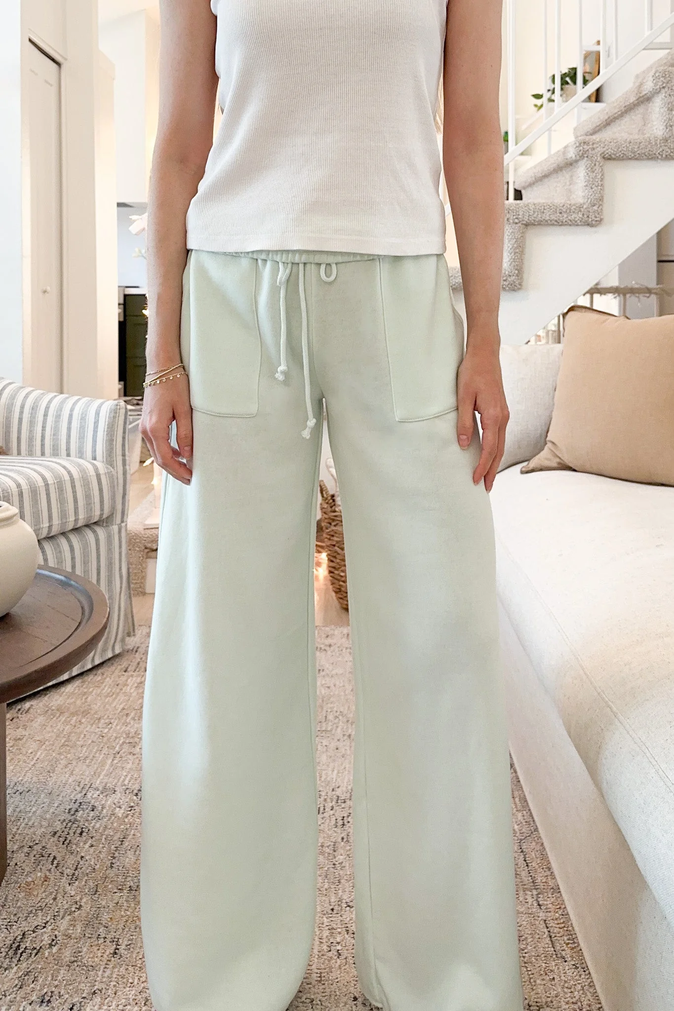 Beach House Wide Leg Pants in Mint - Image 4