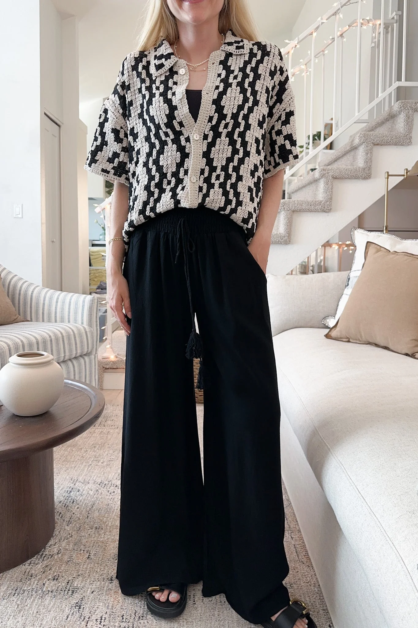 Beckham Linen Blend Pants in Black - Image 3