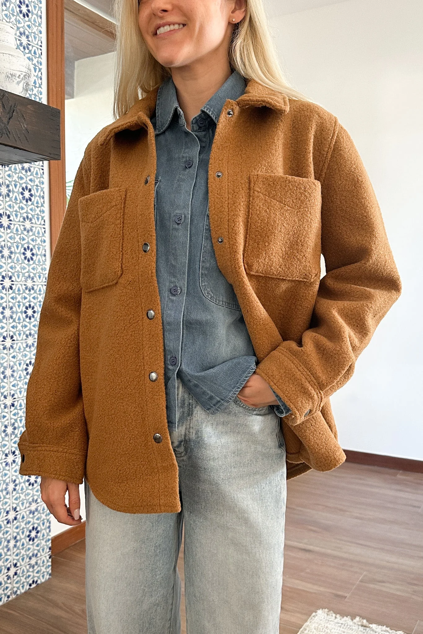 Bella Snap Button Teddy Jacket - Image 4