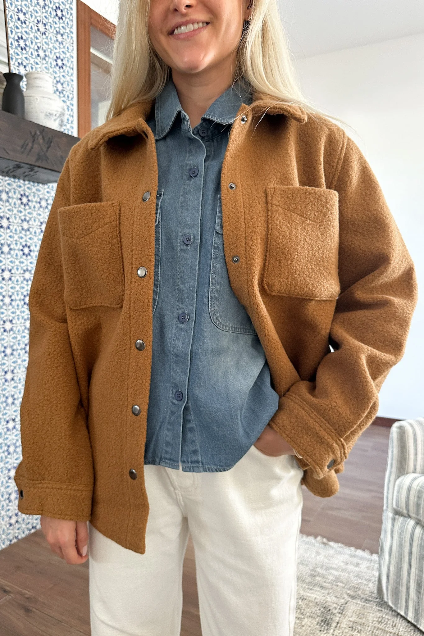 Bella Snap Button Teddy Jacket - Image 6