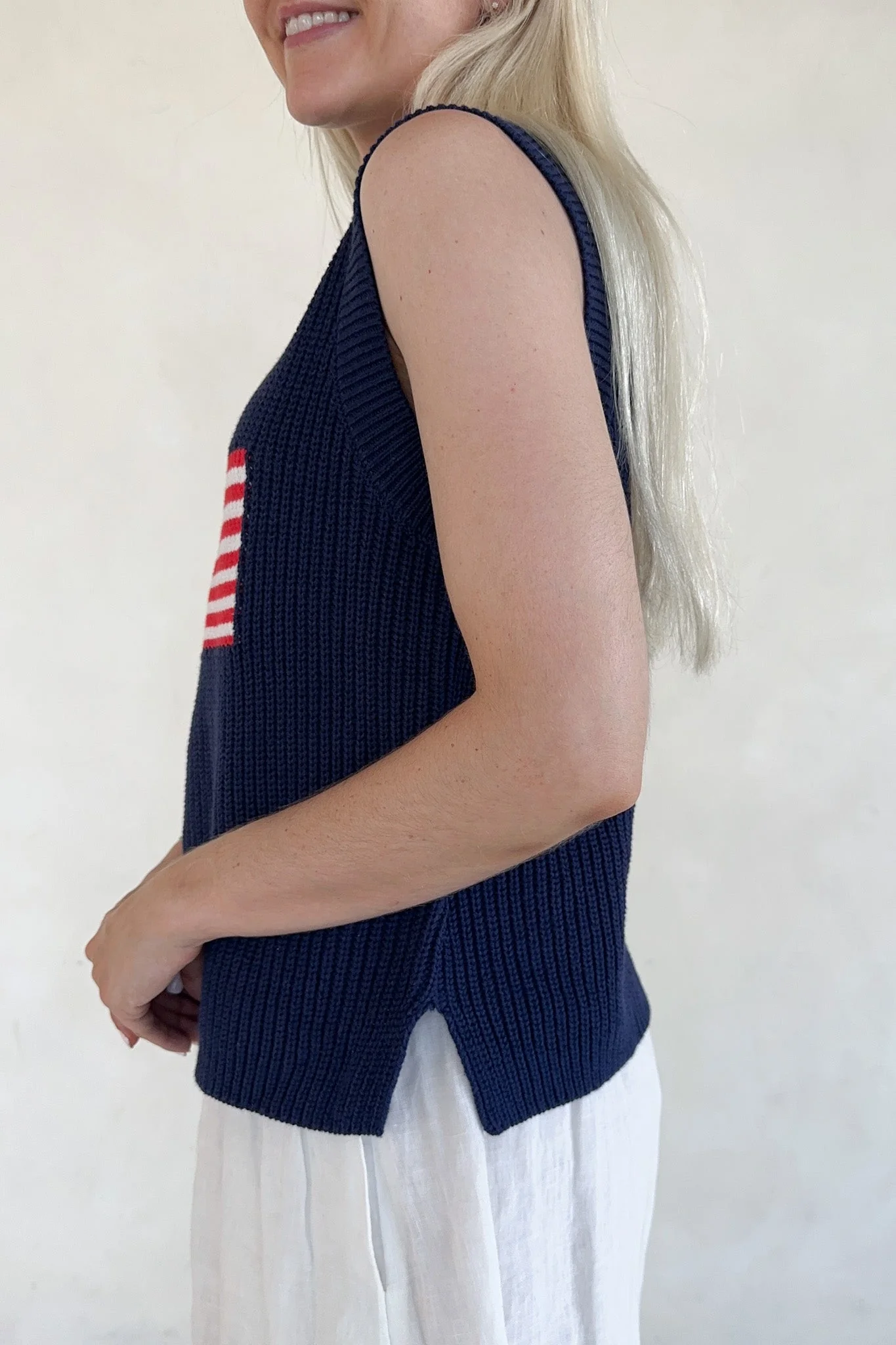 Betty Flag Print Knit Sweater Tank - Image 2