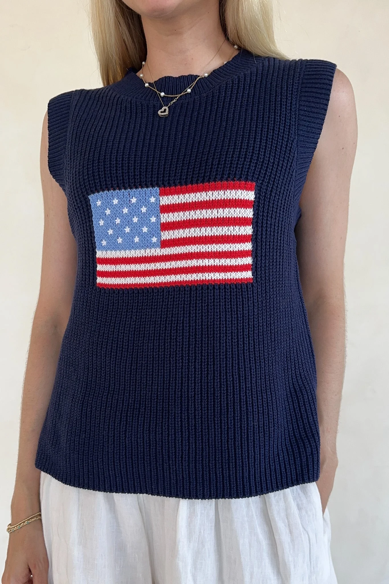 Betty Flag Print Knit Sweater Tank - Image 5