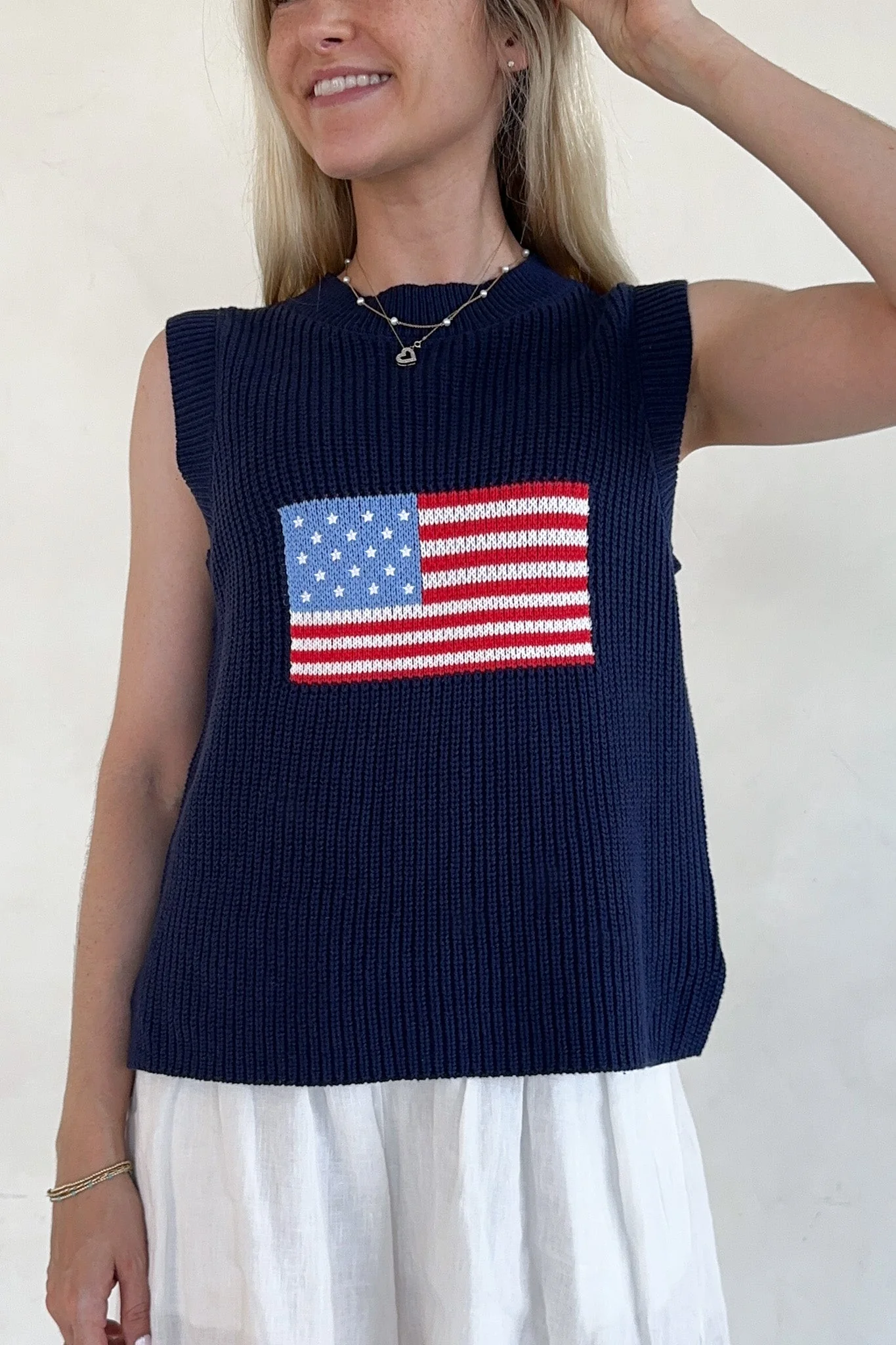Betty Flag Print Knit Sweater Tank - Image 7