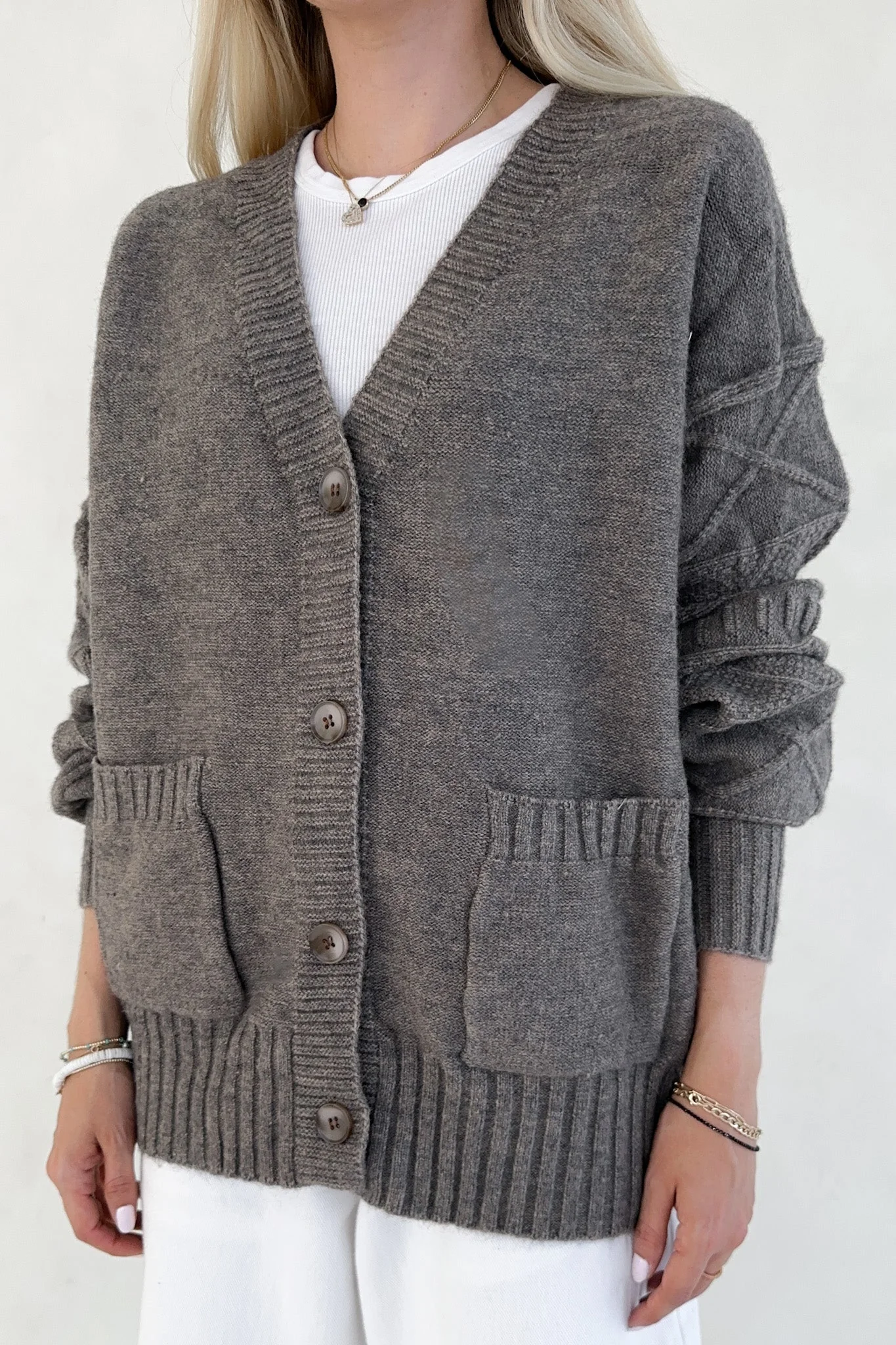 Brooks Textured Knit Button Up Cardigan