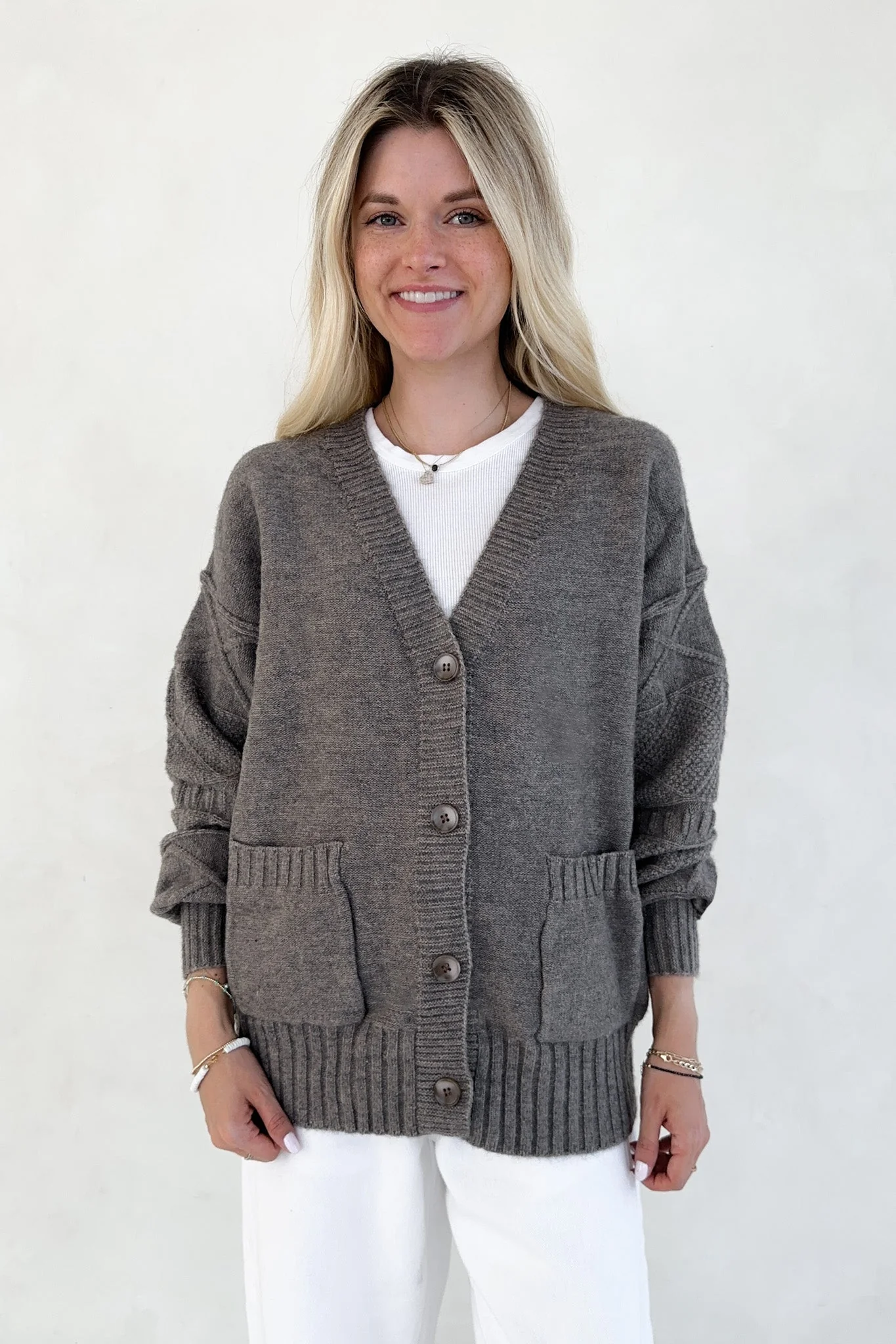 Brooks Textured Knit Button Up Cardigan - Image 3