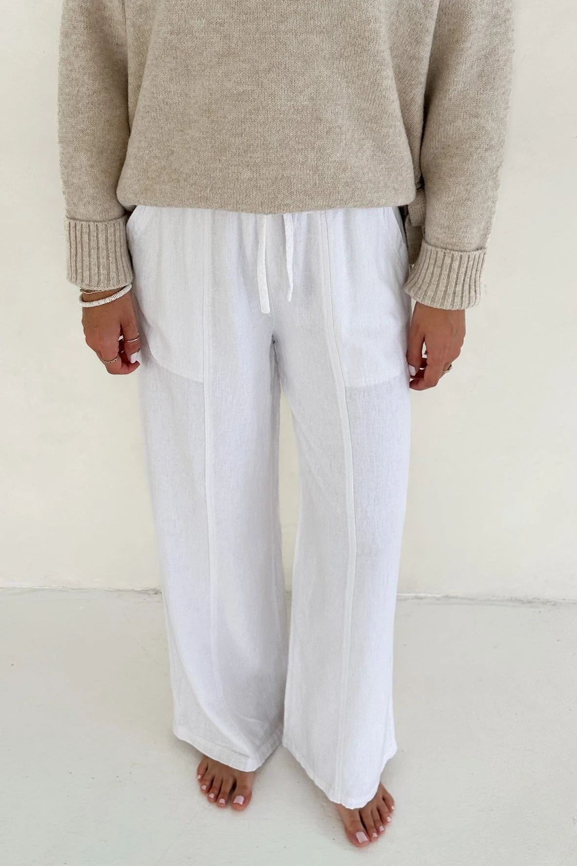 Bungalow Linen Pants in White