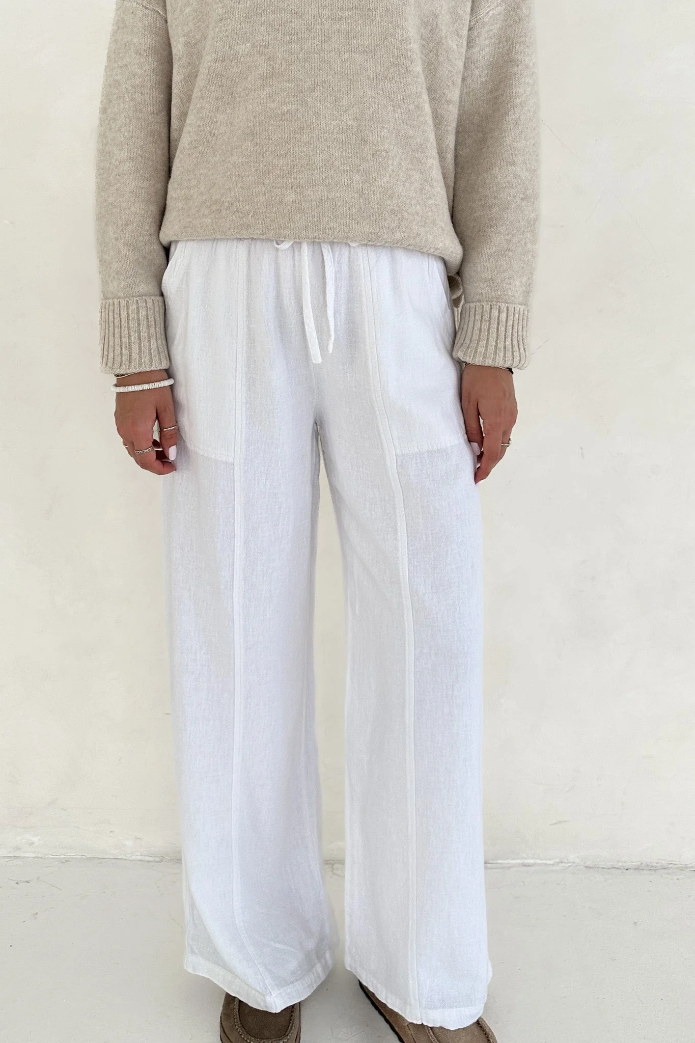 Bungalow Linen Pants in White - Image 2