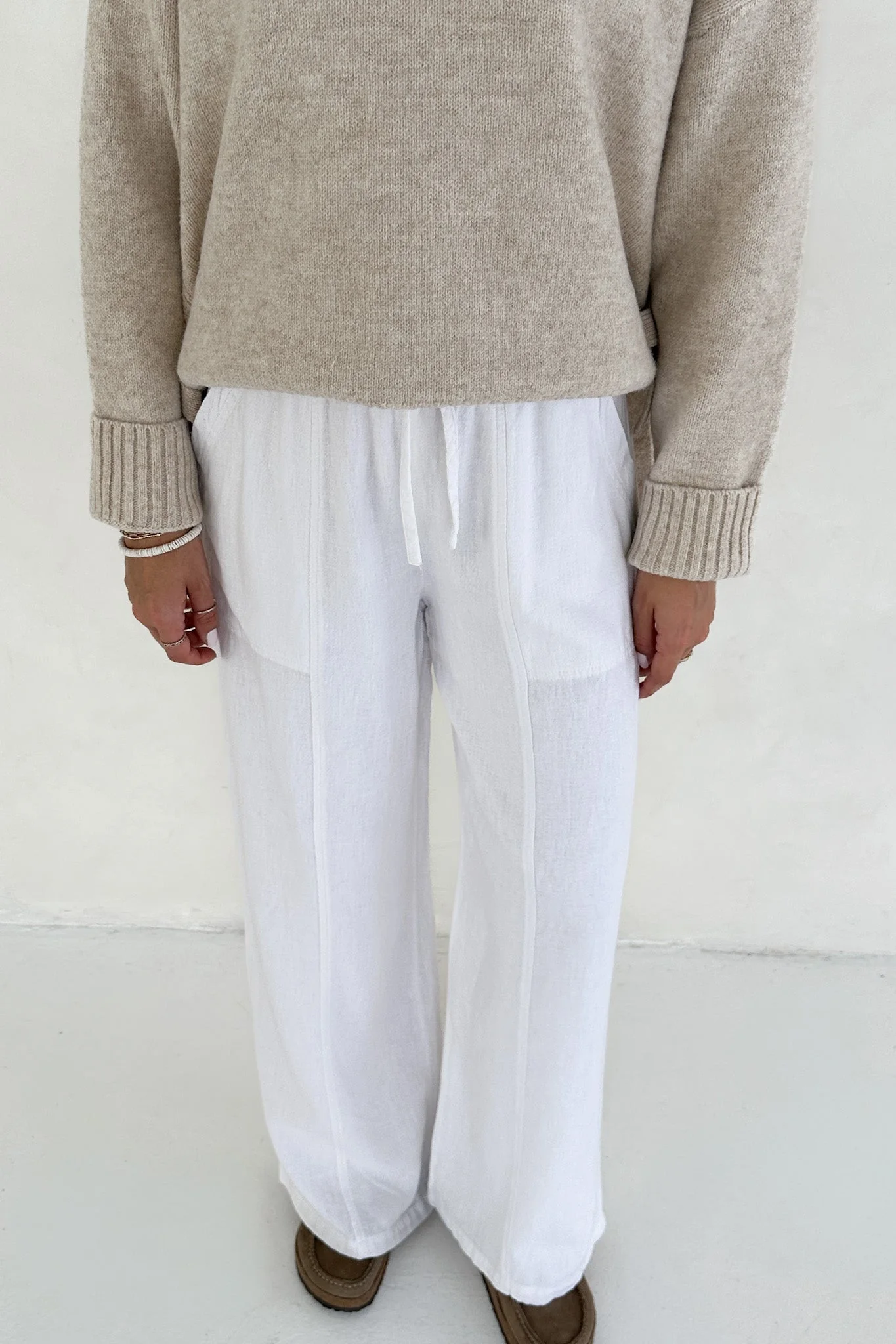 Bungalow Linen Pants in White - Image 3