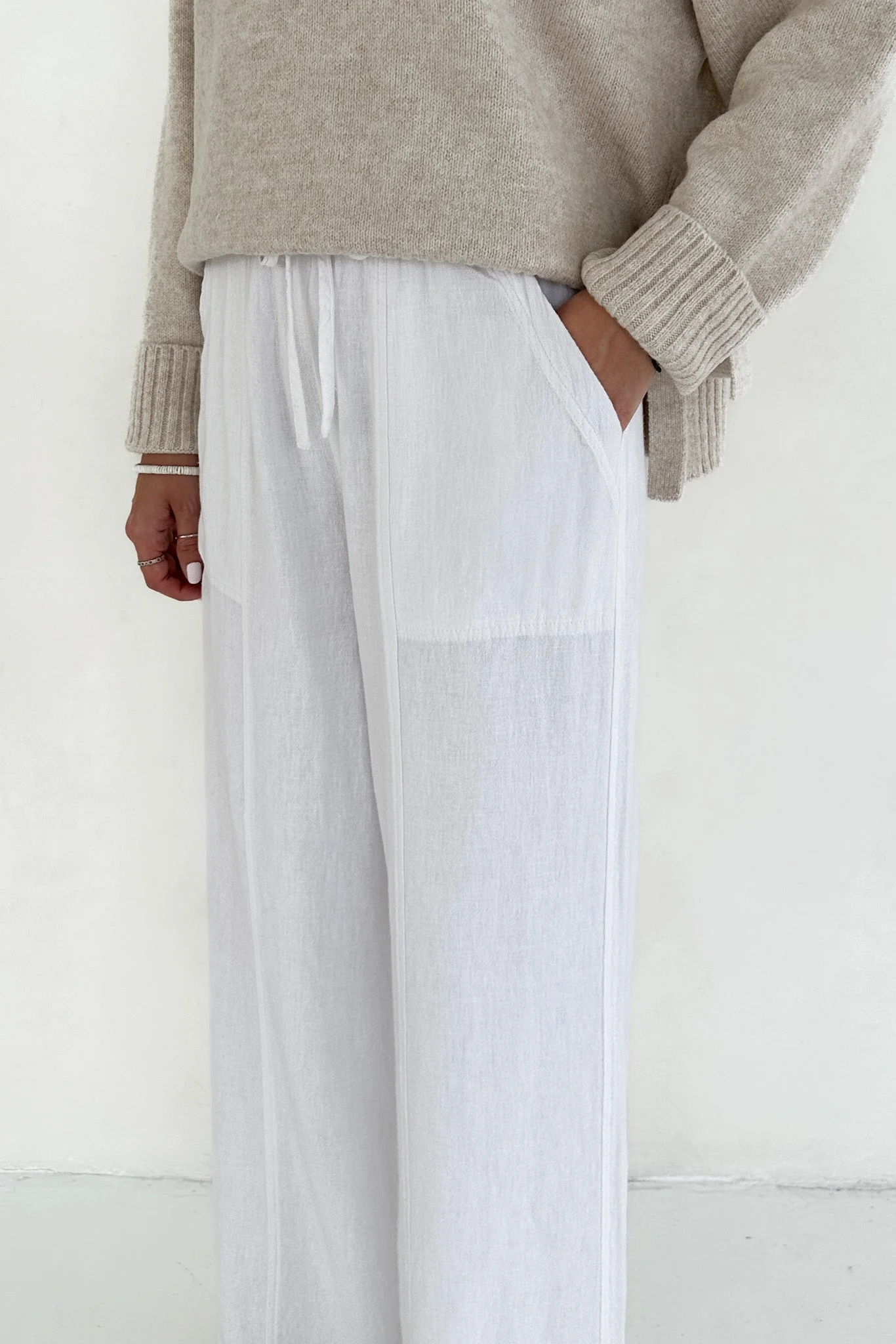 Bungalow Linen Pants in White - Image 6