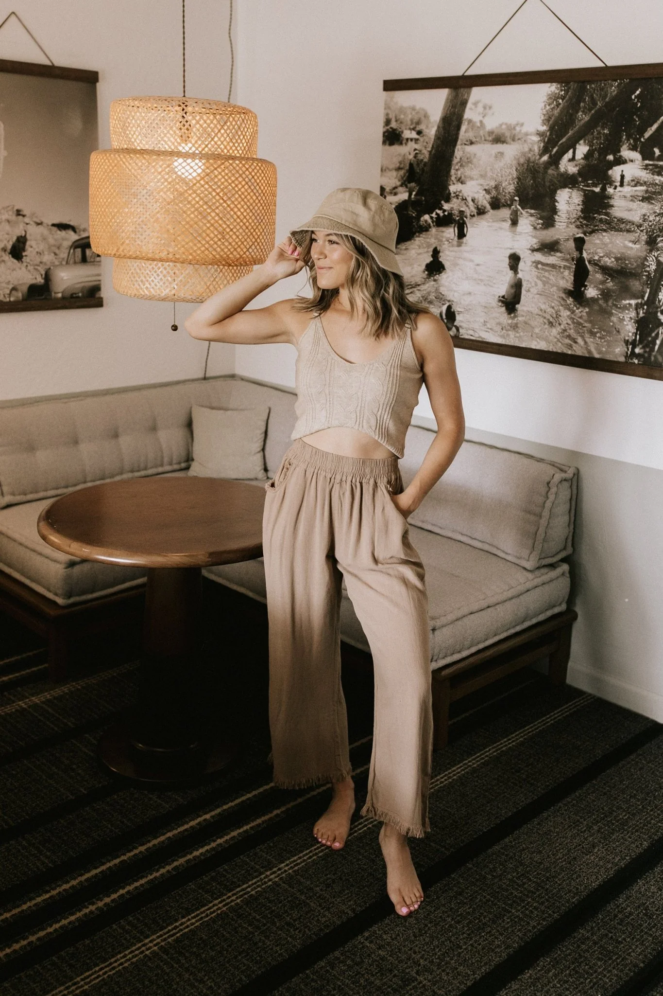 Cabana Linen Pant in Latte - Image 3