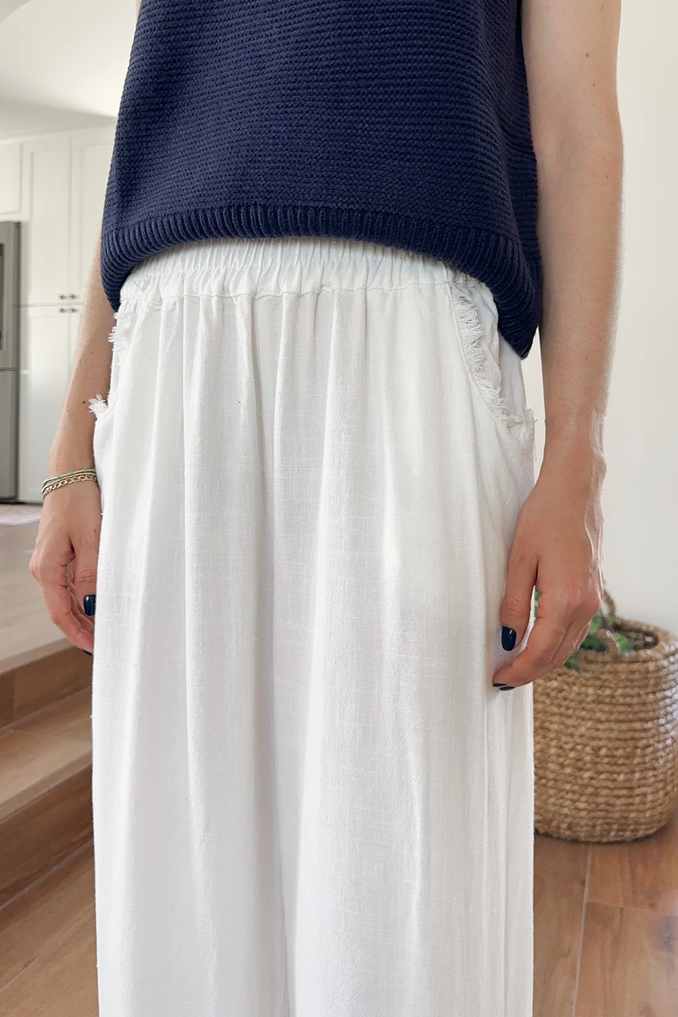 Cabana Linen Pant in White - Image 4