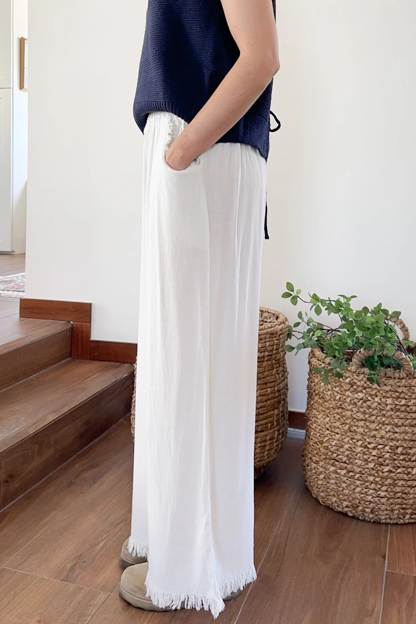 Cabana Linen Pant in White - Image 6