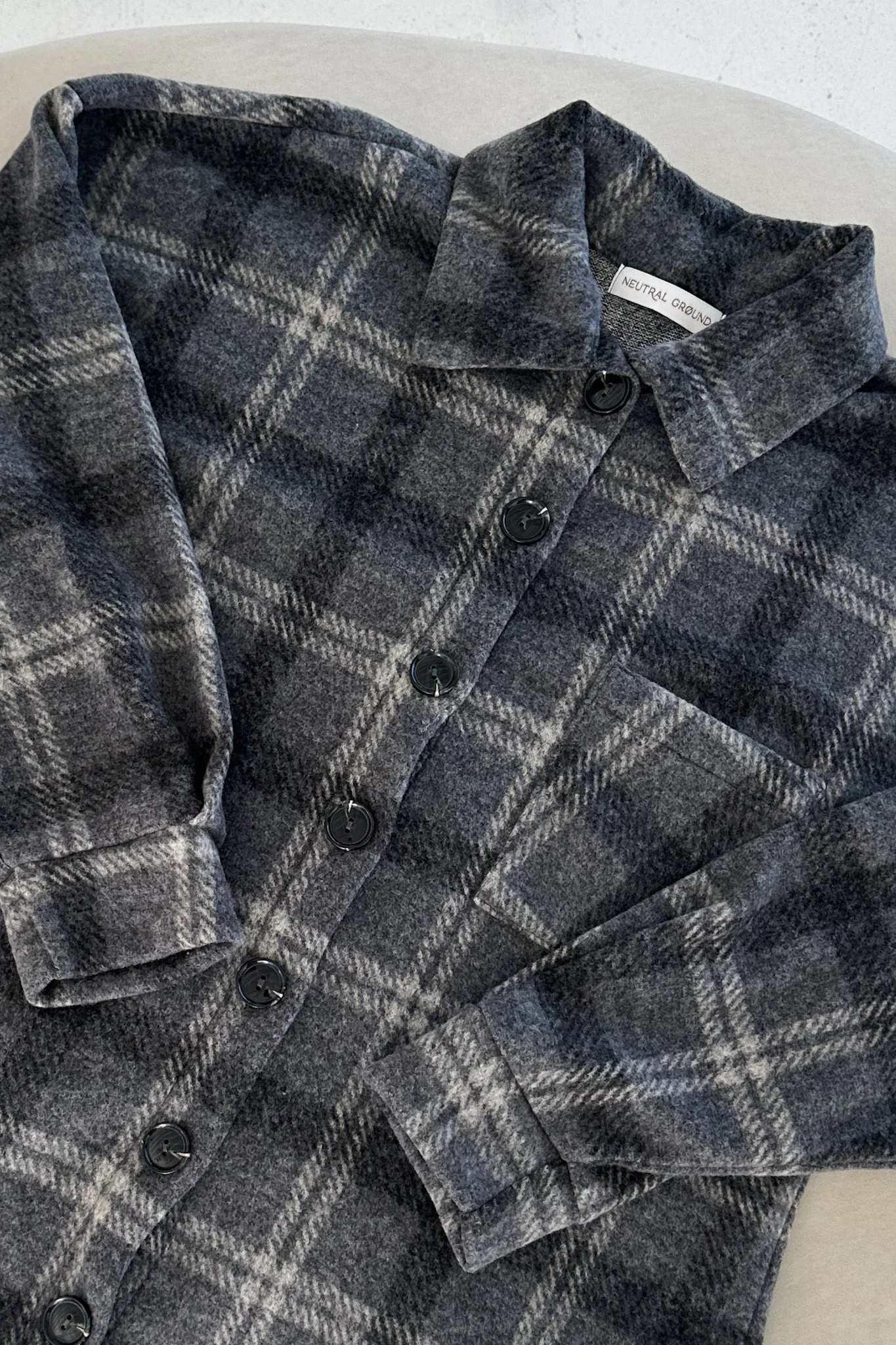 Cabin Time Grey Plaid Button Down Shirt Jacket - Image 2