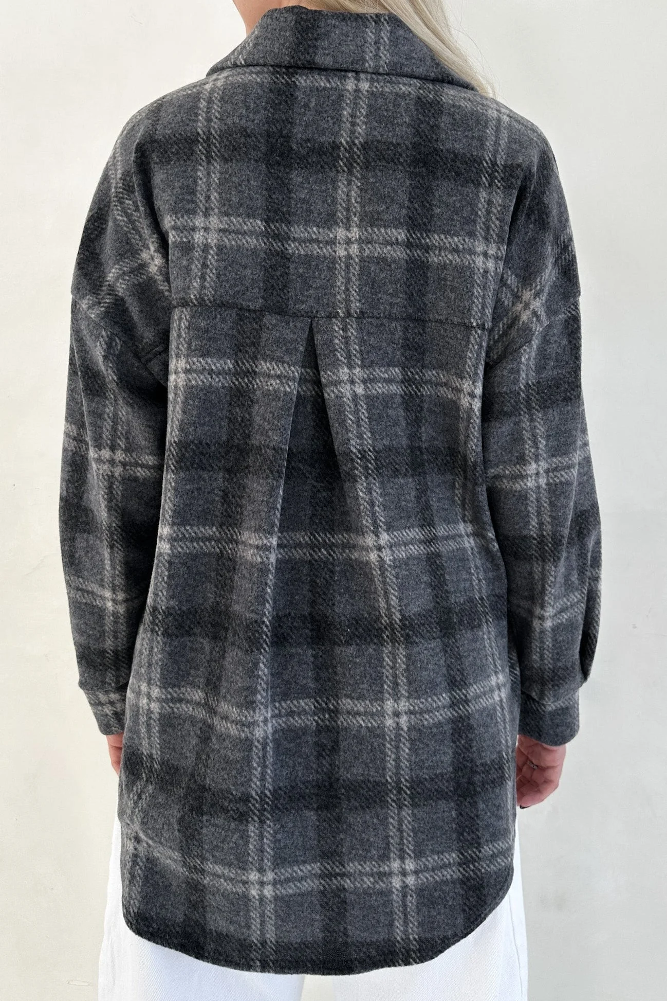 Cabin Time Grey Plaid Button Down Shirt Jacket - Image 7