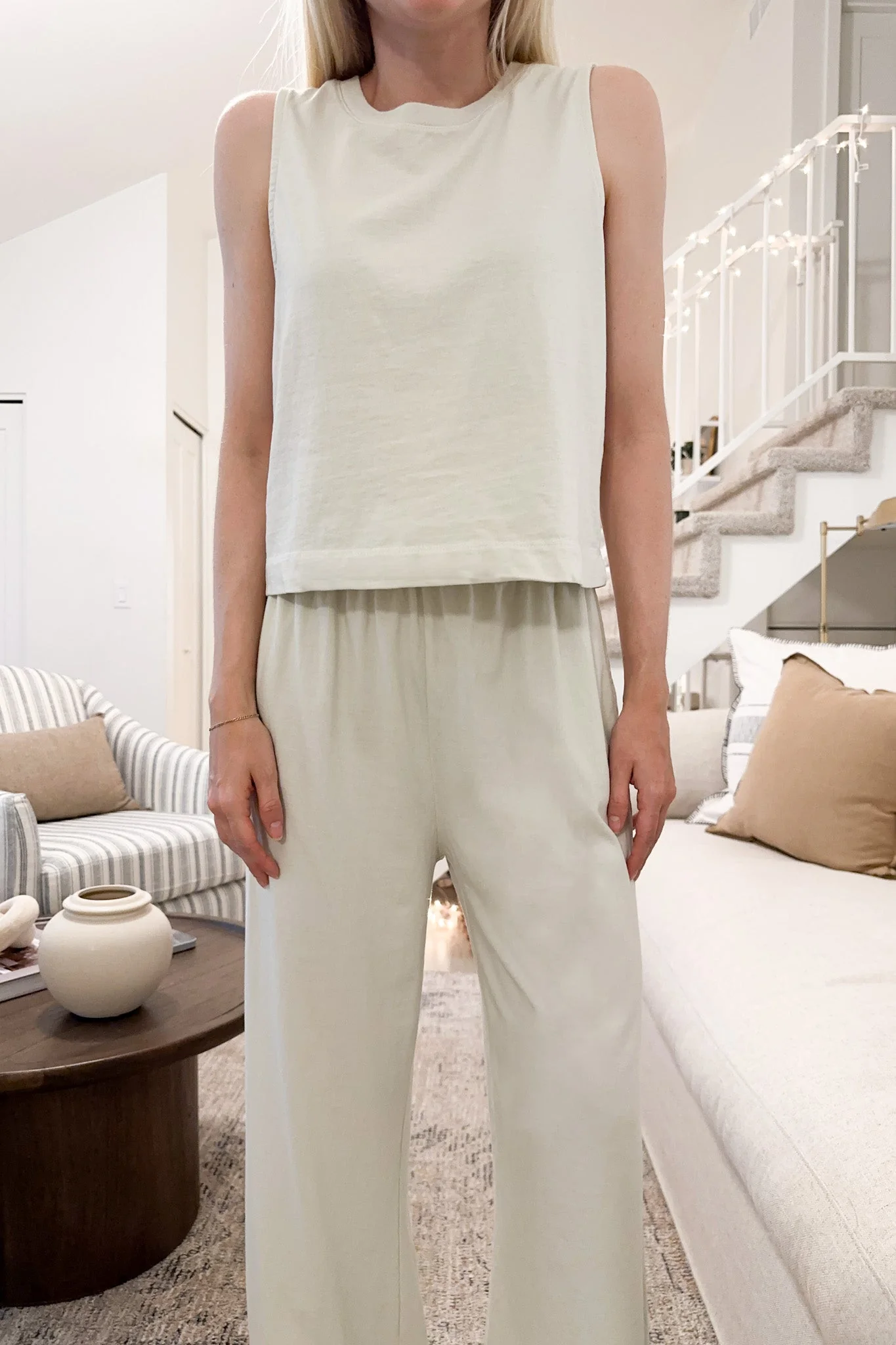 Cannon Organic Cotton Relaxed Flare Pants in Seafoam - Image 3