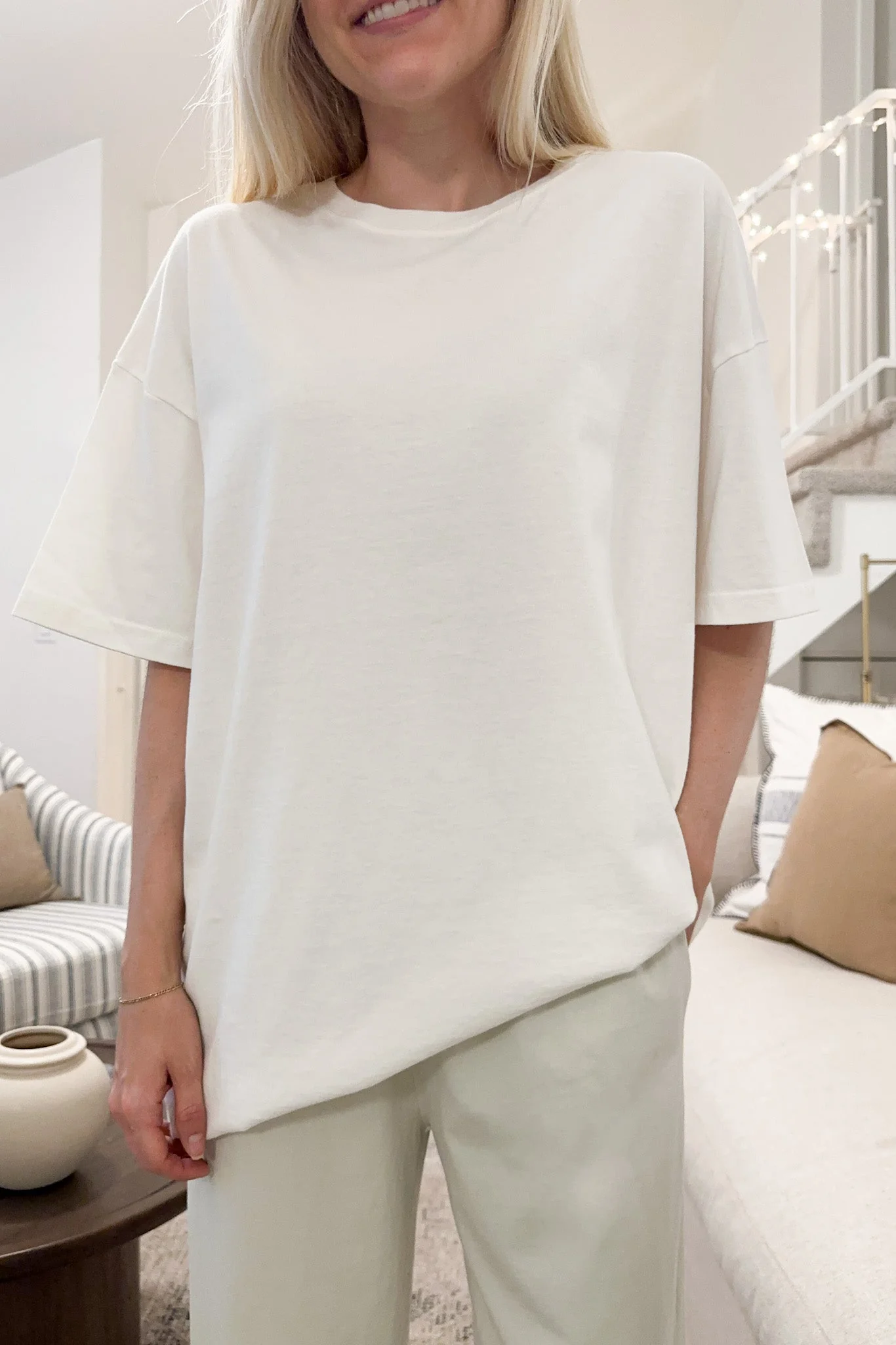 Cannon Organic Cotton Relaxed Flare Pants in Seafoam - Image 5