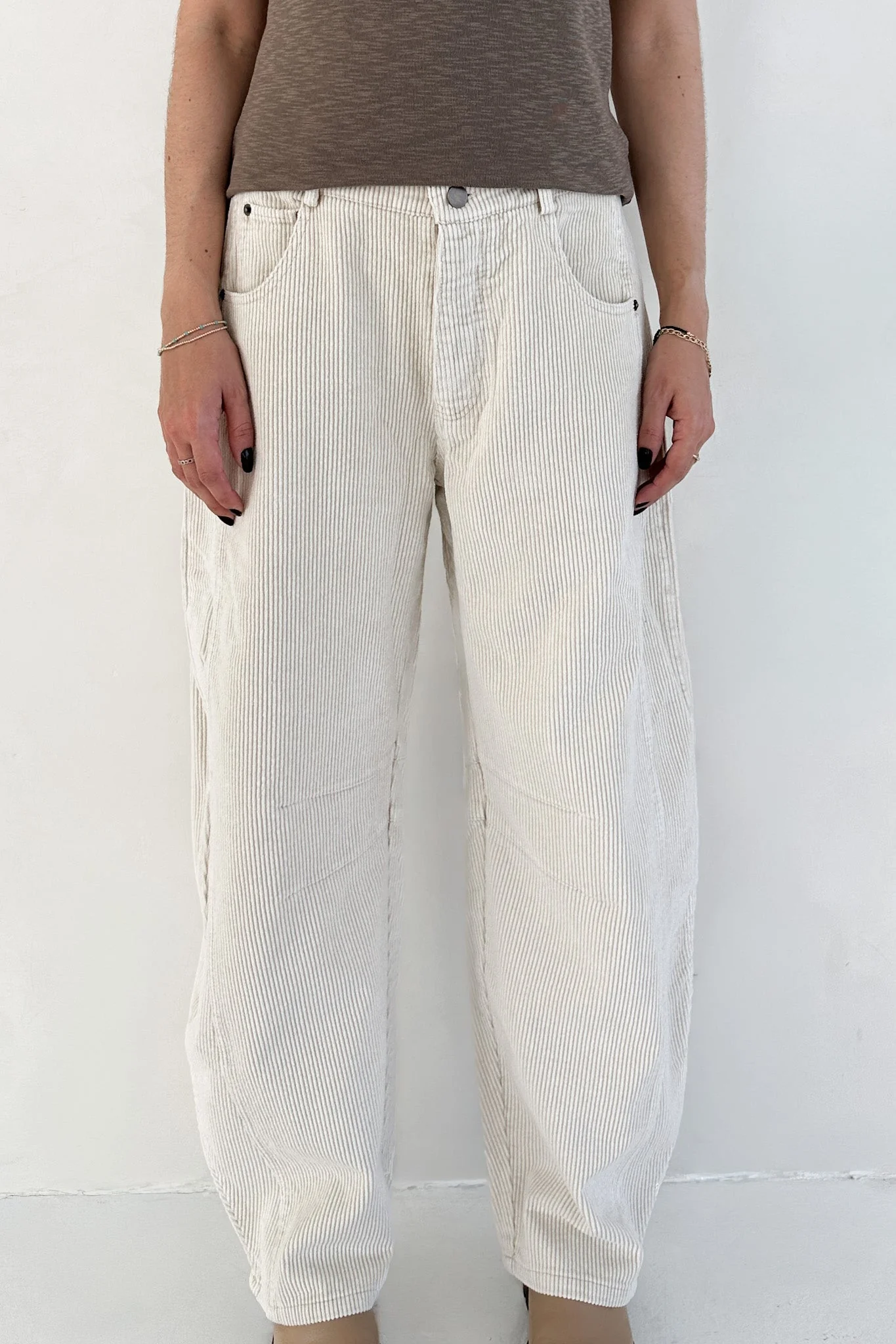Canyon Corduroy Barrel Pants in Off White - Image 2