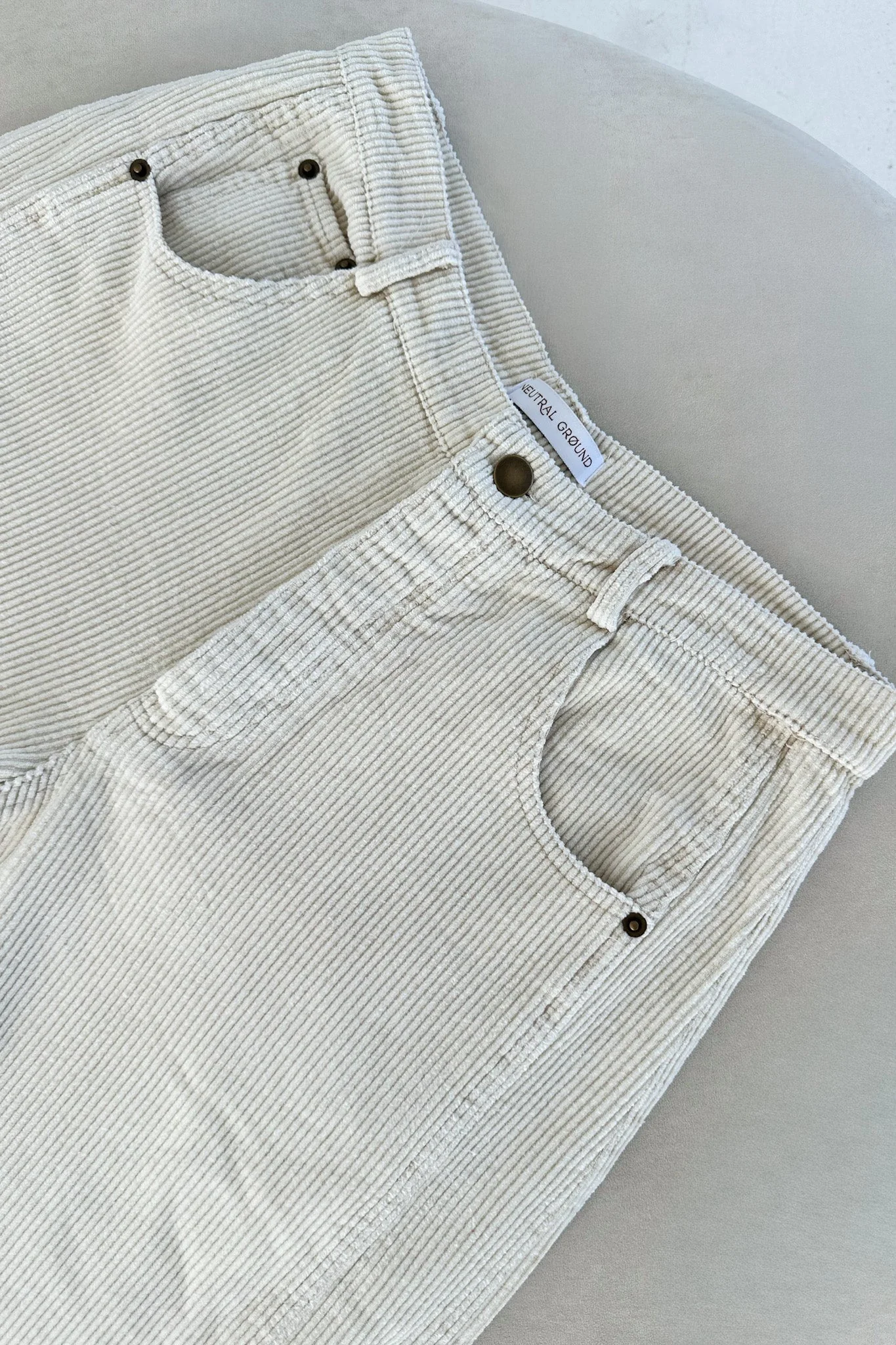 Canyon Corduroy Barrel Pants in Off White - Image 6