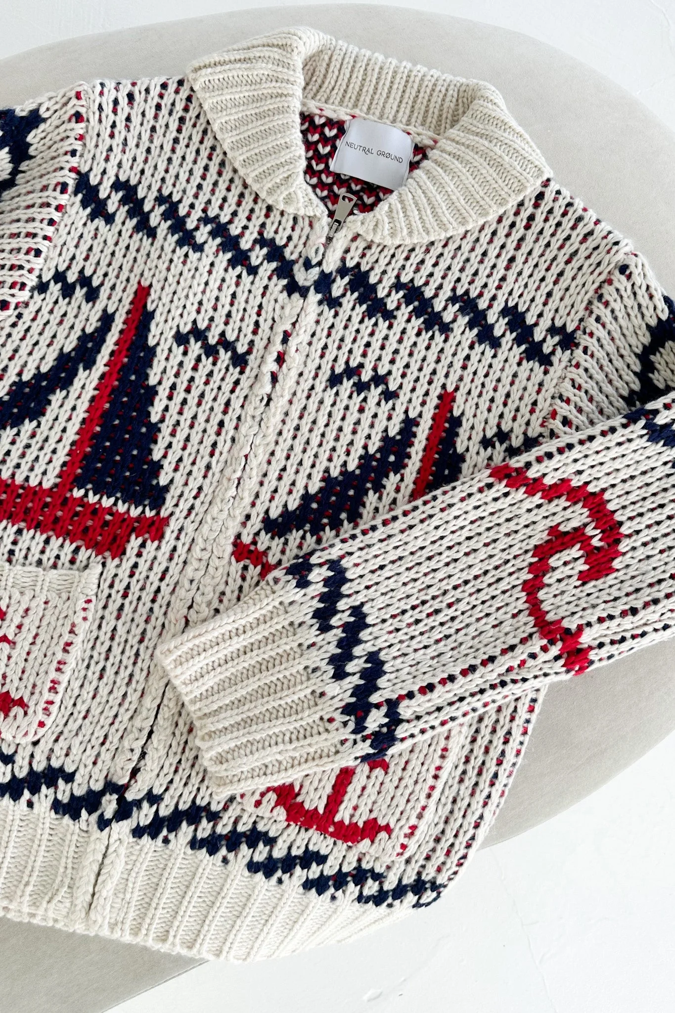 Cape Cod Sailboat Knit Zip Up Cardigan