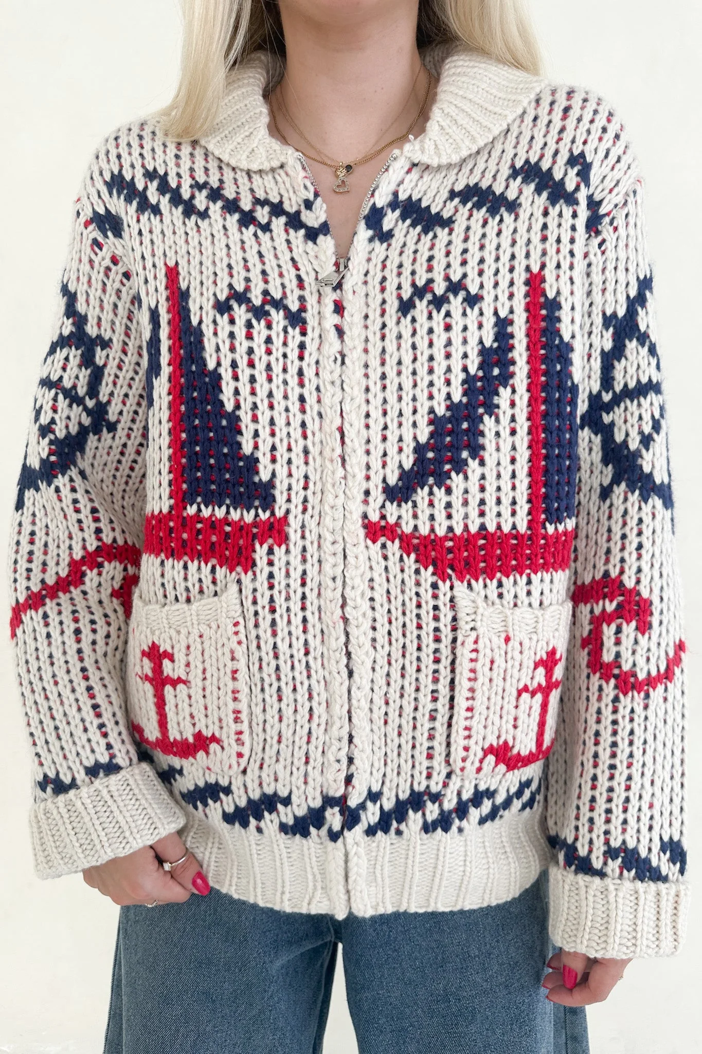Cape Cod Sailboat Knit Zip Up Cardigan - Image 2