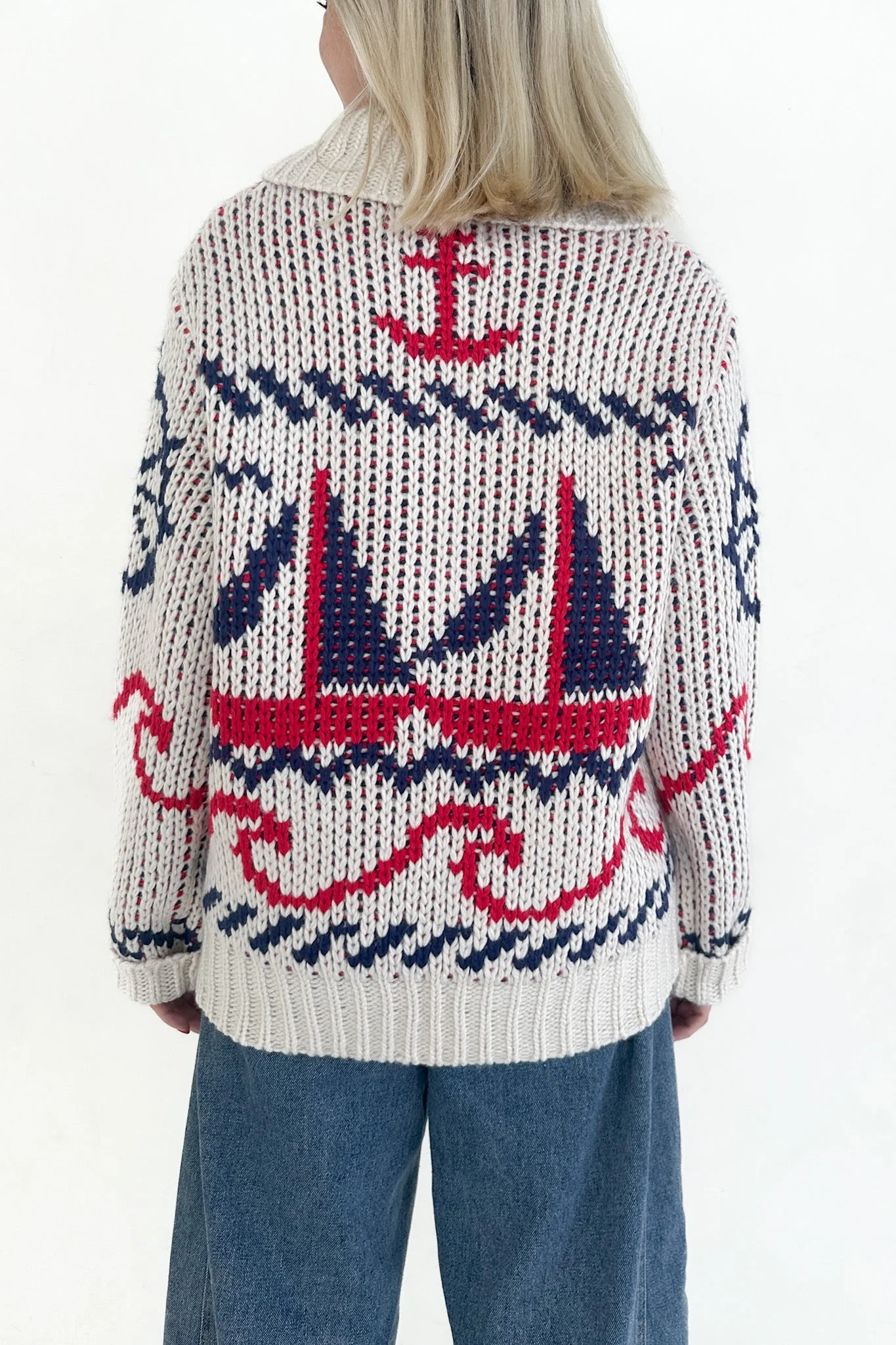 Cape Cod Sailboat Knit Zip Up Cardigan - Image 4