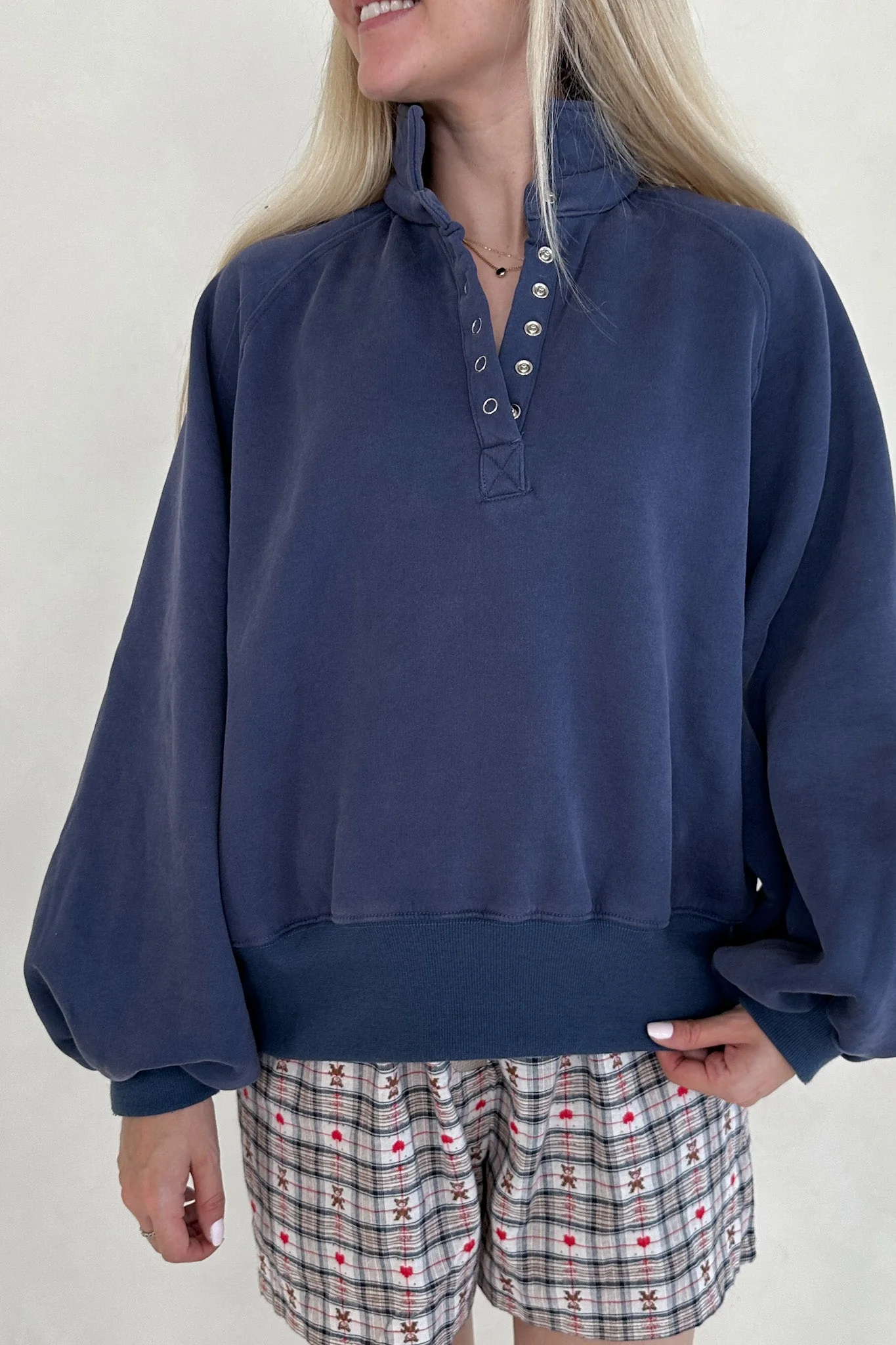 Capri Collared Sweatshirt in Washed Navy - Image 3