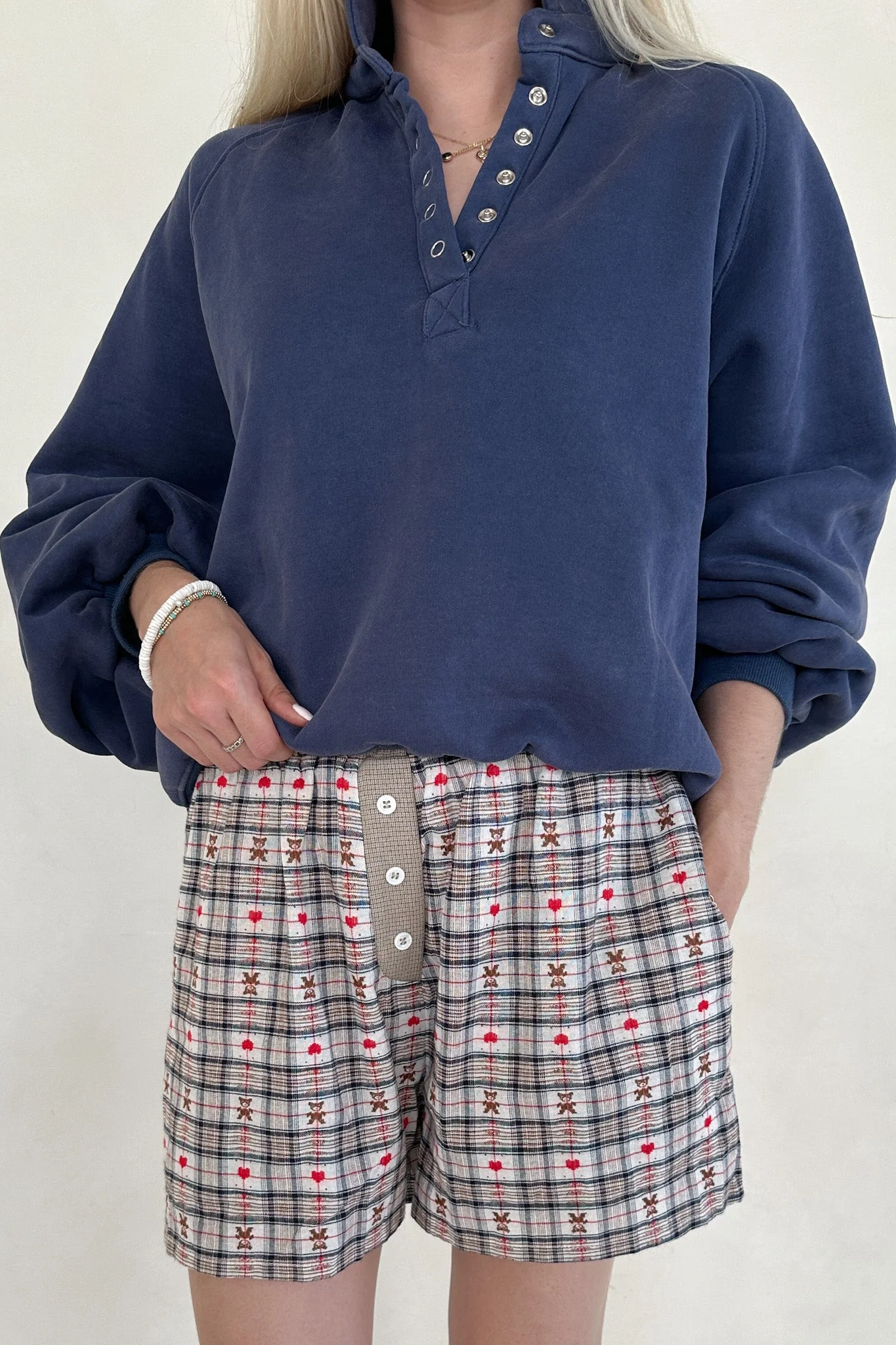 Capri Collared Sweatshirt in Washed Navy - Image 4