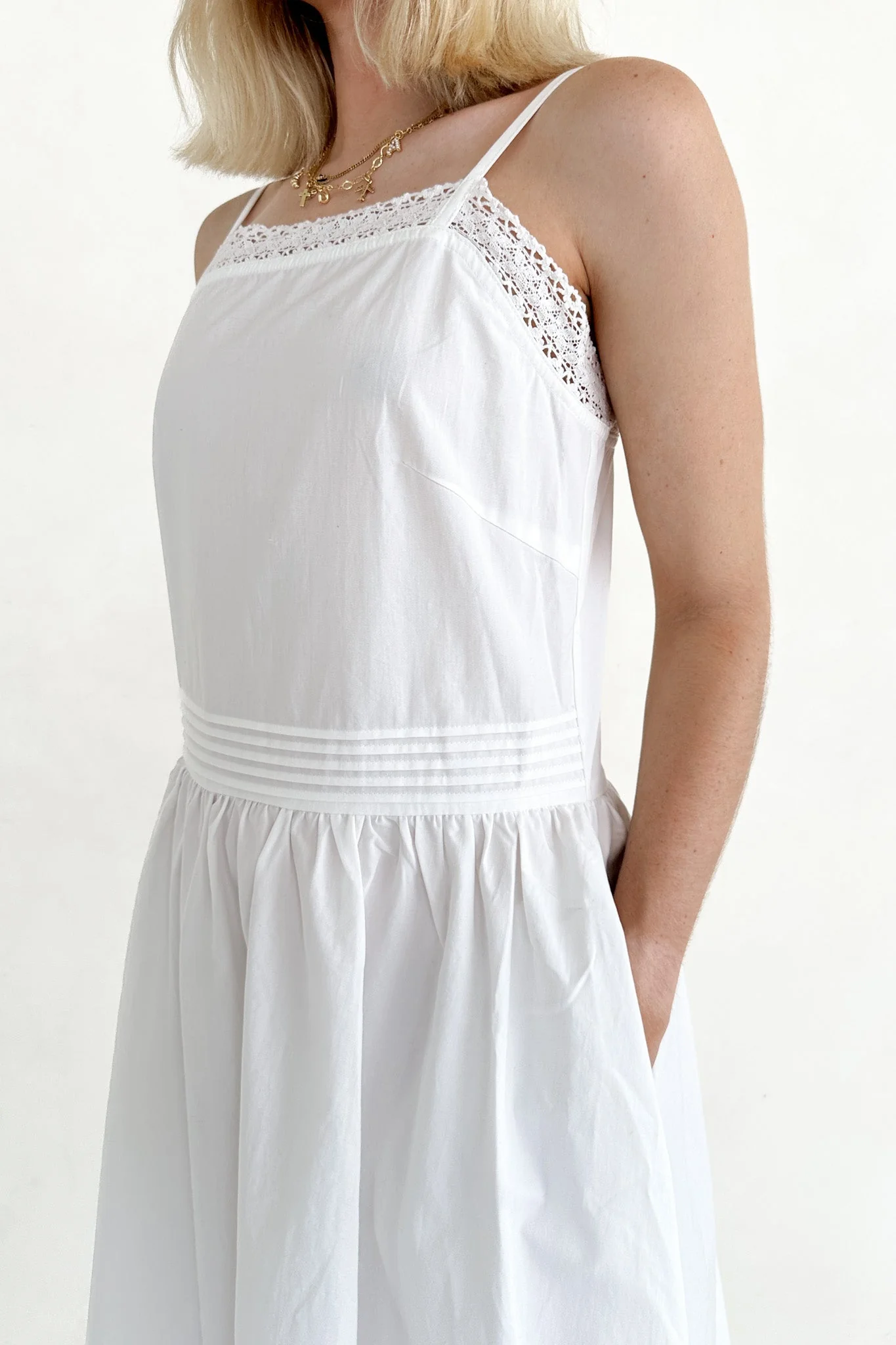 Charlotte Lace Inset Cotton Midi Dress - Image 4